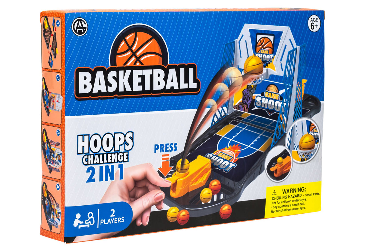 Basketball toy set packaging with colorful design and toy illustration on a white background