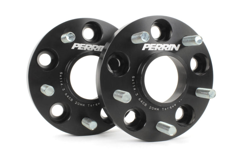 20mm Honda wheel spacers featuring a black finish, designed for enhanced wheel fitment and stability.