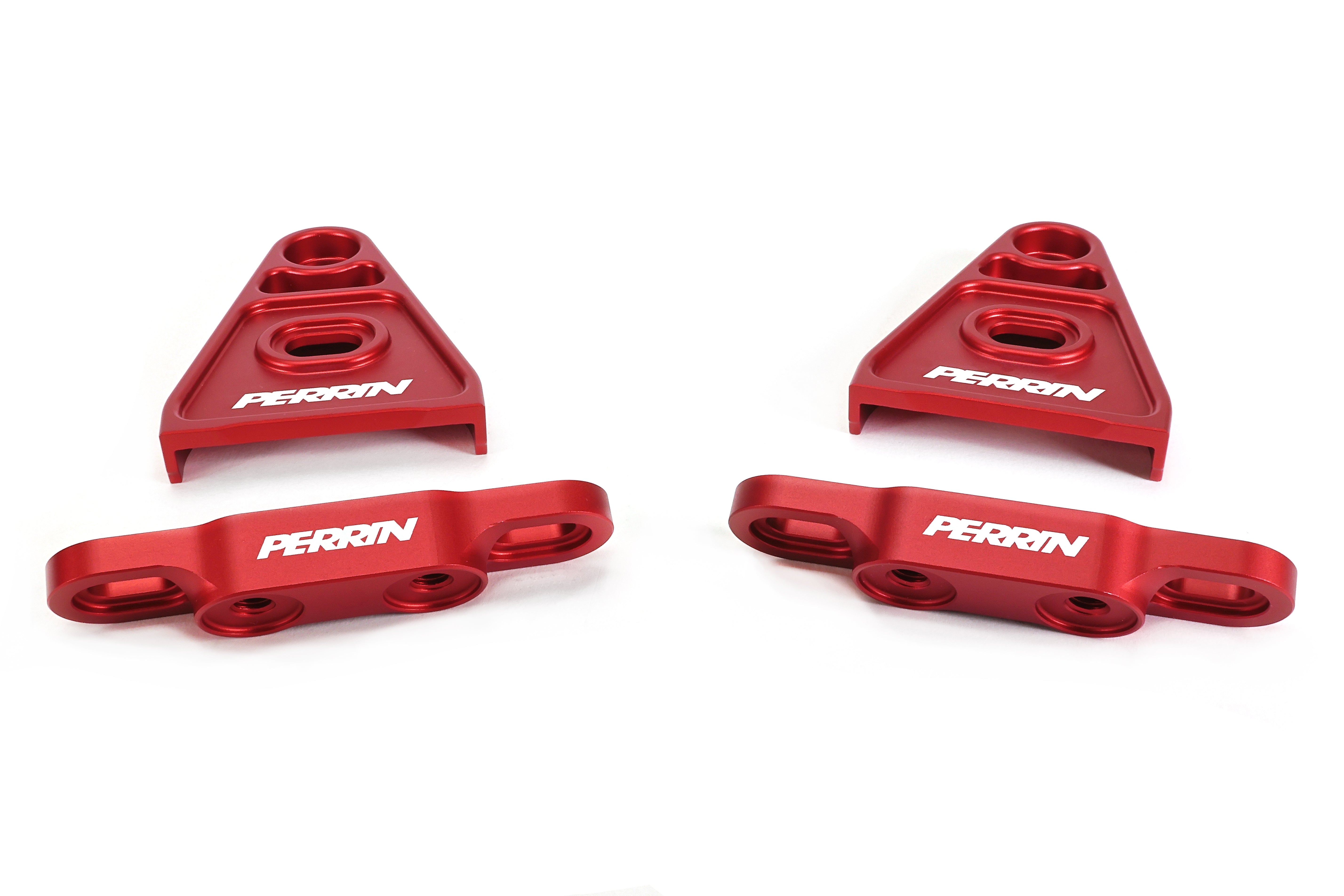 PERRIN High-Lift Hod Brackets with a red anodize finish arranged on a white background.