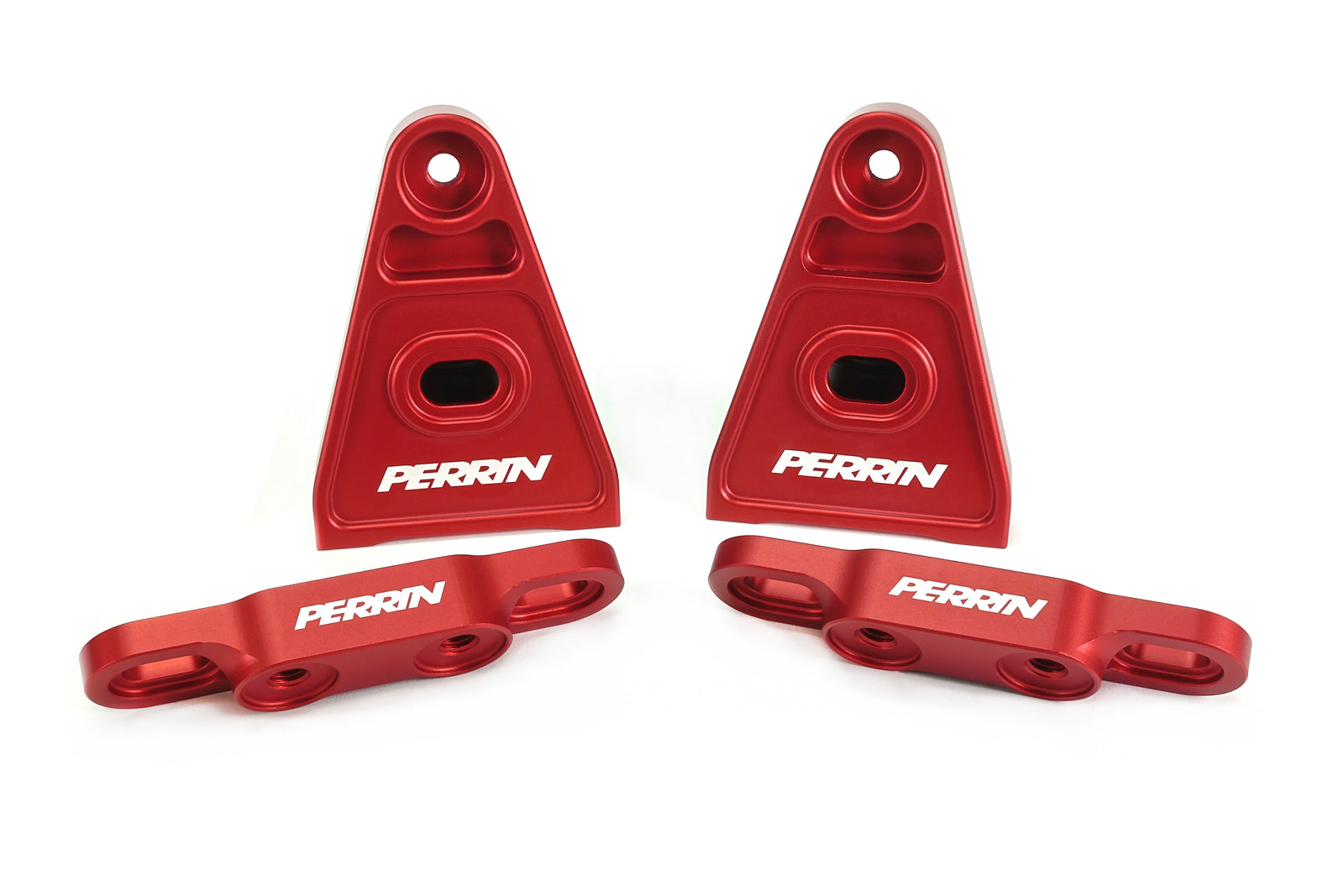 PERRIN High-Lift Hod Brackets with a red anodize finish arranged on a white background.