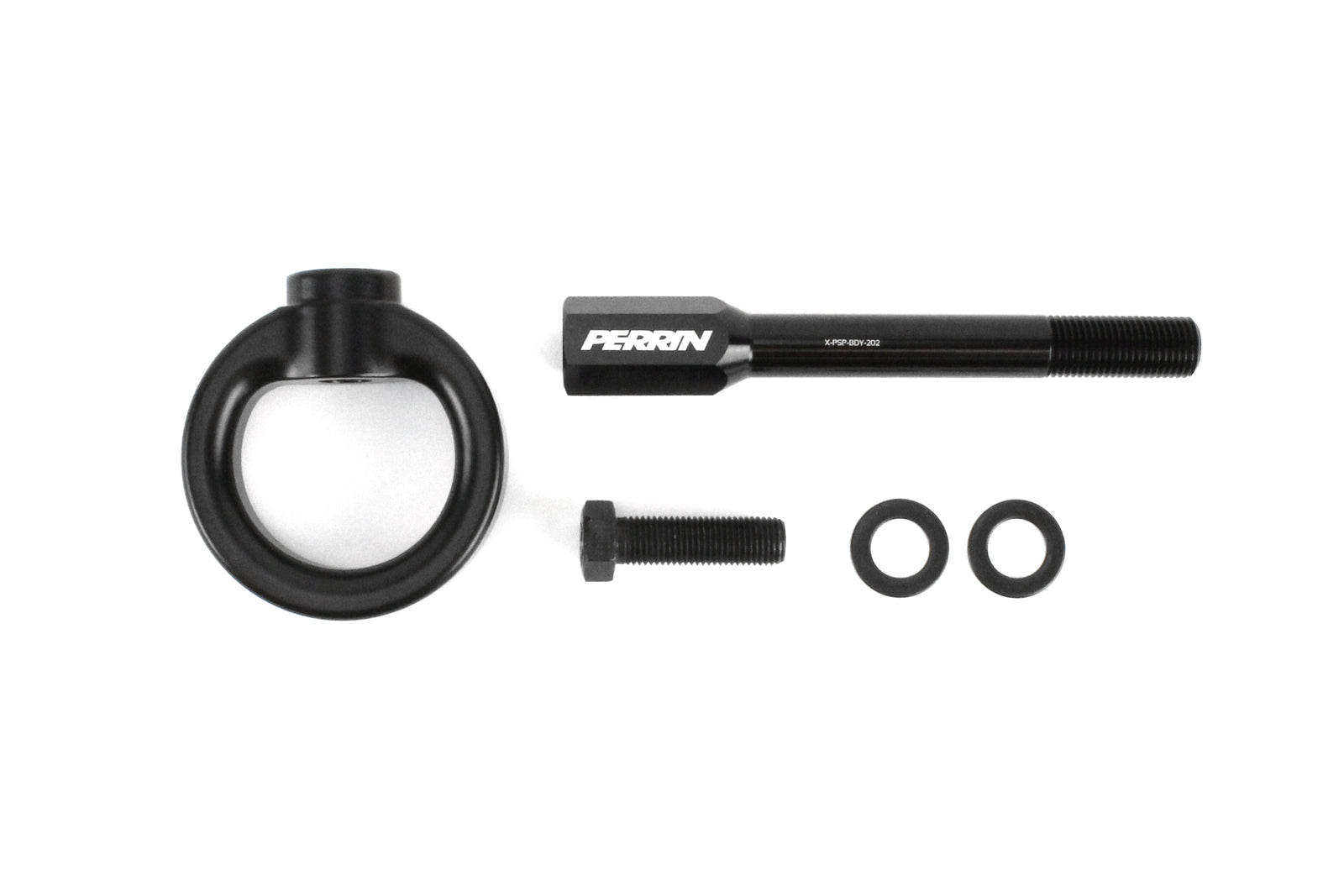 Front tow hook kit for 2002-2007 Subaru WRX, STI, and Impreza, includes hook, bolt, and washers for easy installation.