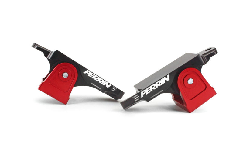 Perrin engine mount kit featuring durable black and red components designed for enhanced engine stability.