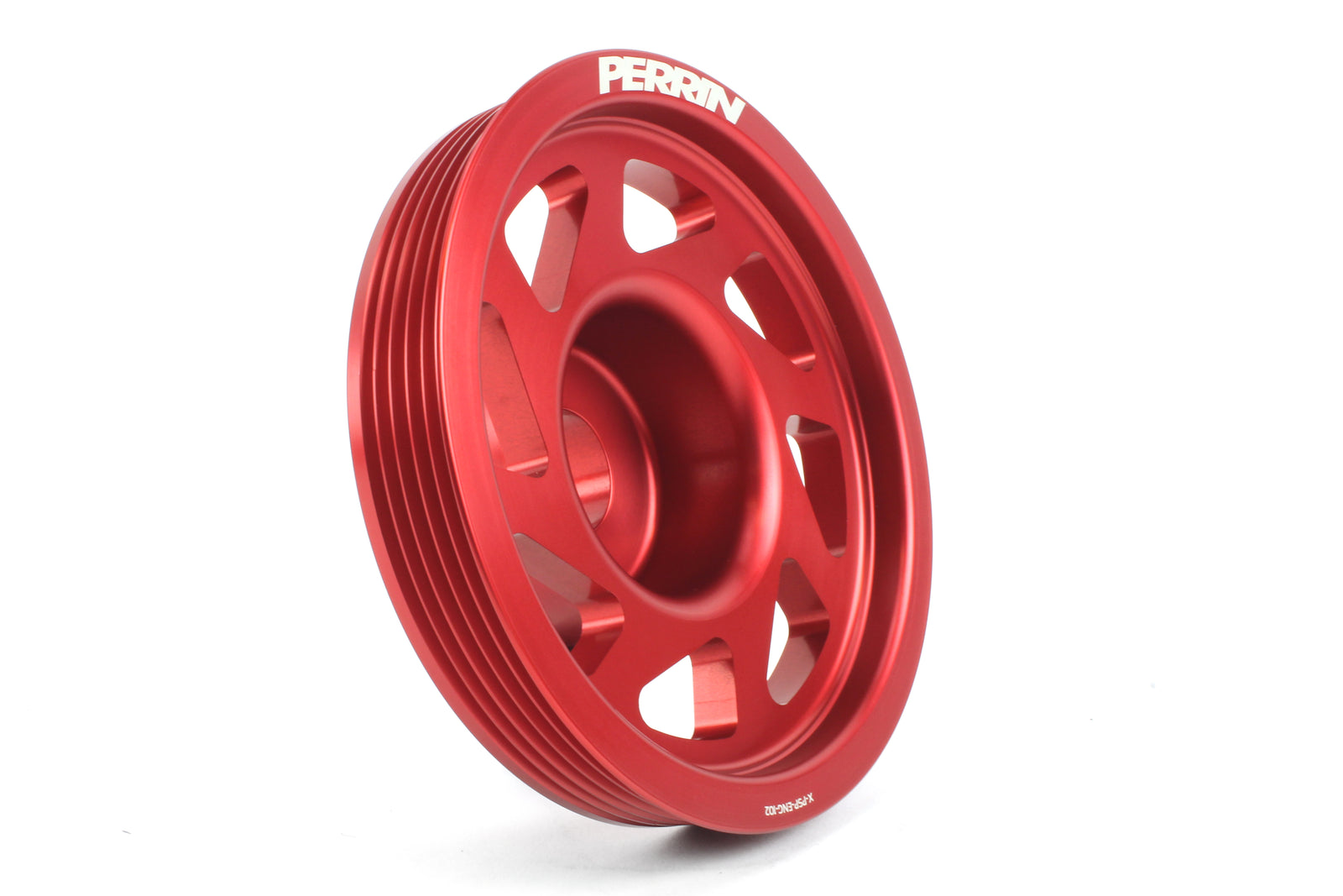 Lightweight red crank pulley for 2002-2014 Subaru WRX, STI, Outback, Forester, Legacy, and Impreza without AC.