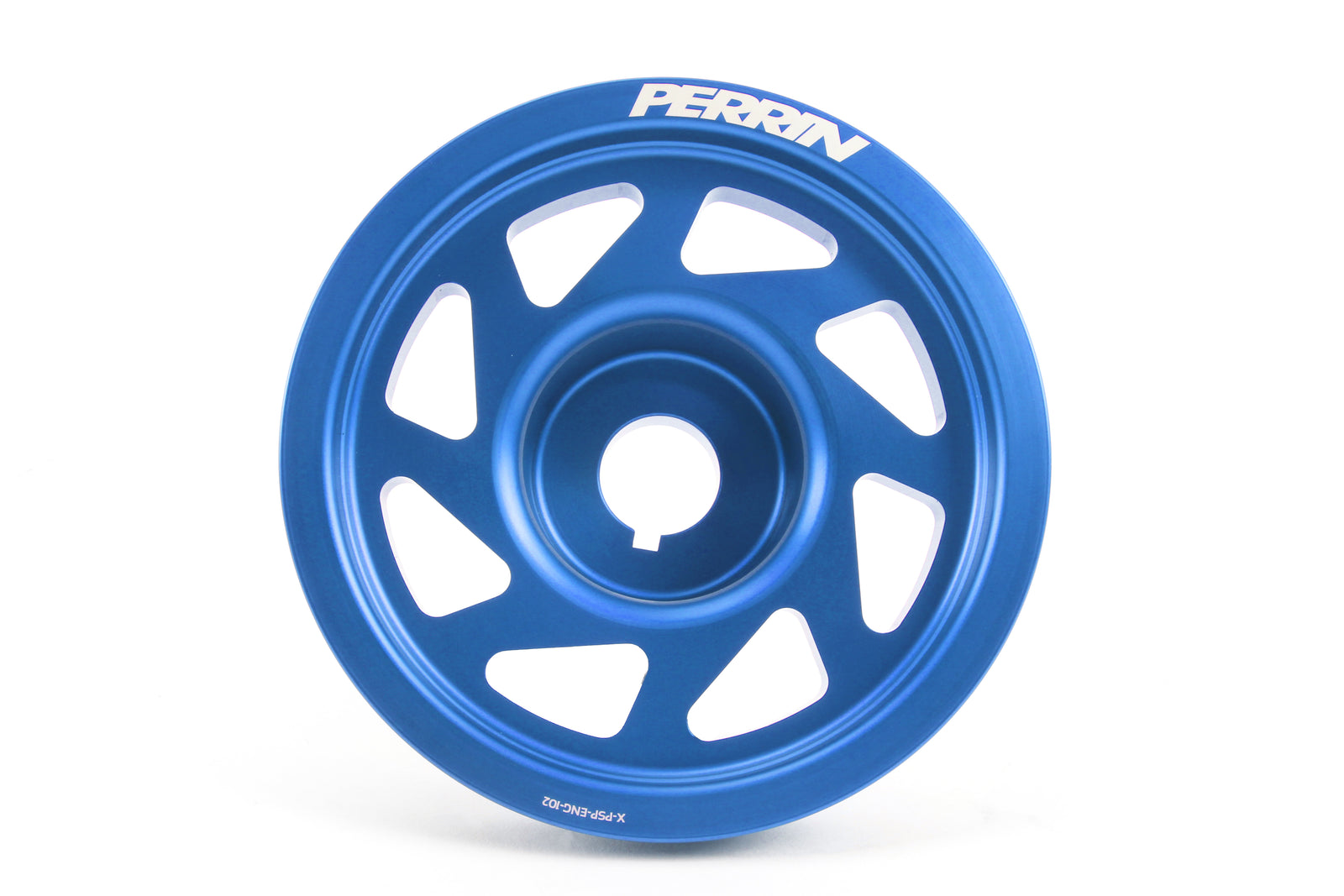 Lightweight blue crank pulley for 2002-2014 Subaru WRX, STI, Outback, Forester, Legacy, and Impreza models.