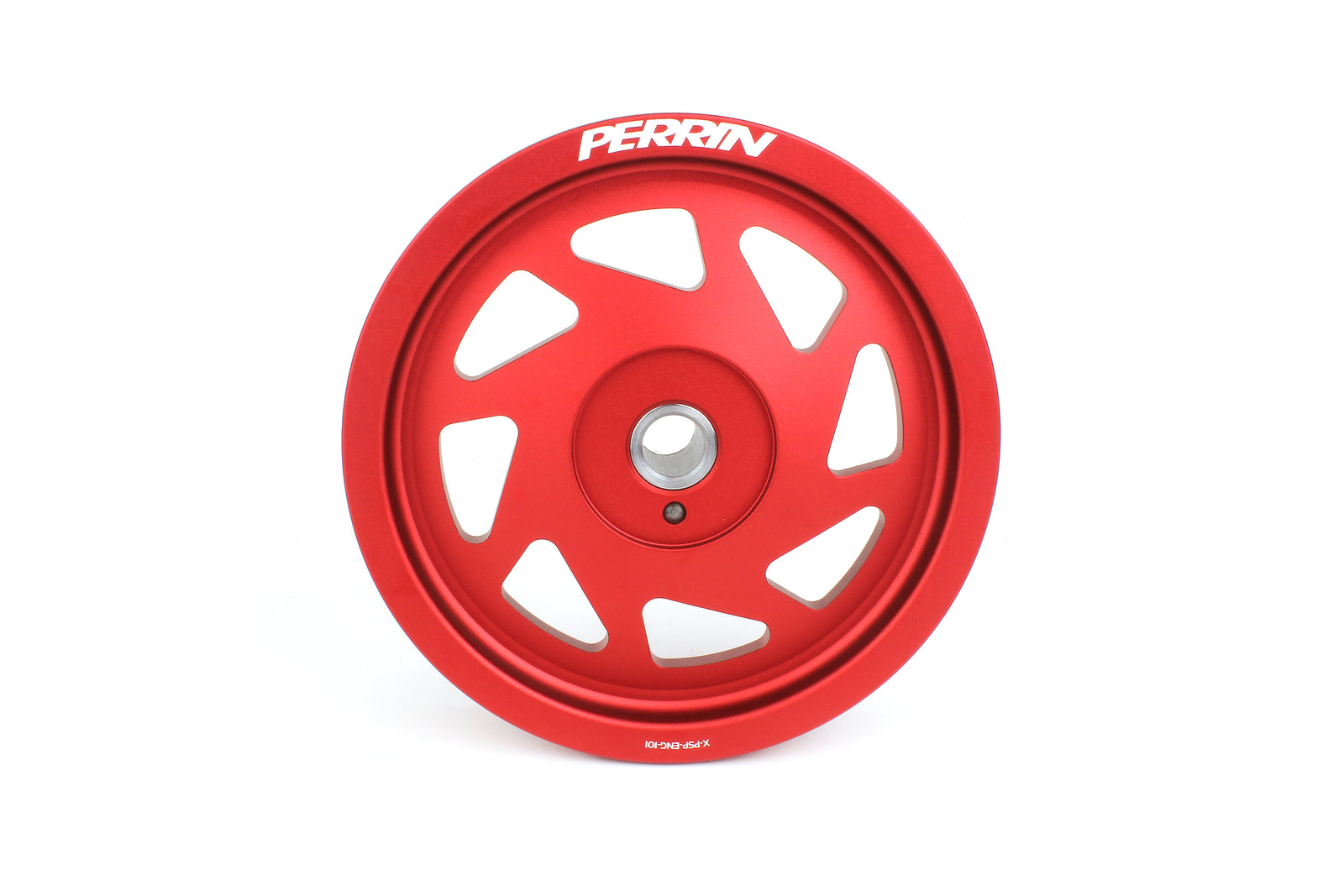 Lightweight red crank pulley for 2022-2025 WRX, BRZ, FR-S, 86, Legacy XT, Forester, Impreza, and Ascent.