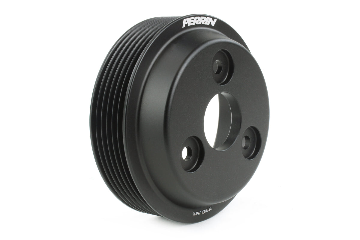 Water pump pulley for 2022-2025 Subaru WRX, Outback, Forester XT, Impreza, and Crosstrek, designed for performance upgrades.