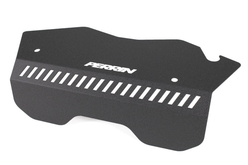 Pulley cover for 2022-2025 WRX, featuring a sleek design with ventilation slots and a black finish.