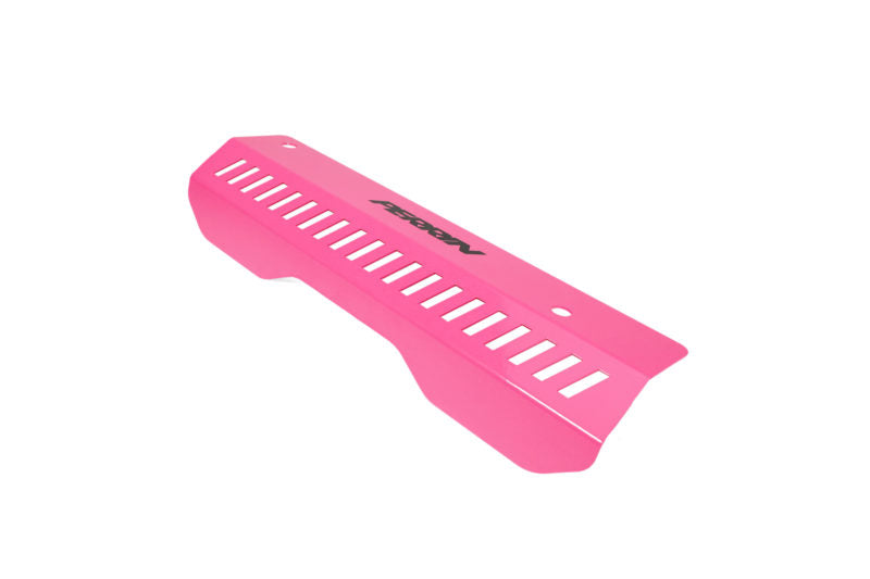 Pink pulley cover designed for 2020-2025 Subaru Outback Non-Turbo, featuring ventilation slots and logo.