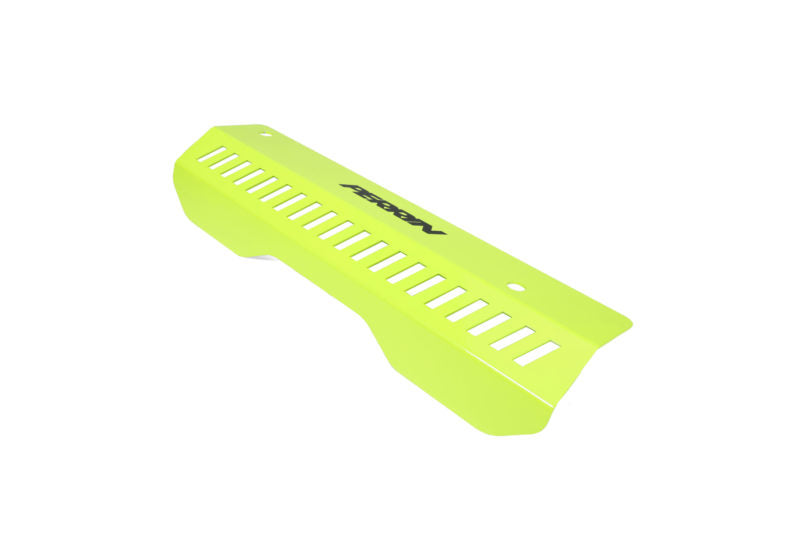 Bright yellow pulley cover designed for 2020-2025 Outback Non-Turbo, featuring ventilation slots and a sleek finish.