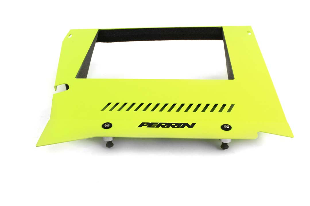 PERRIN intercooler shroud for 2015-2021 WRX, designed for improved airflow and engine performance.