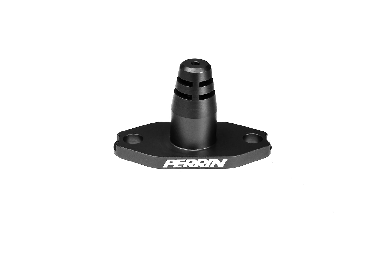 PERRIN Low Profile Intake Return Nozzle for Subaru, black anodized aluminum performance part.