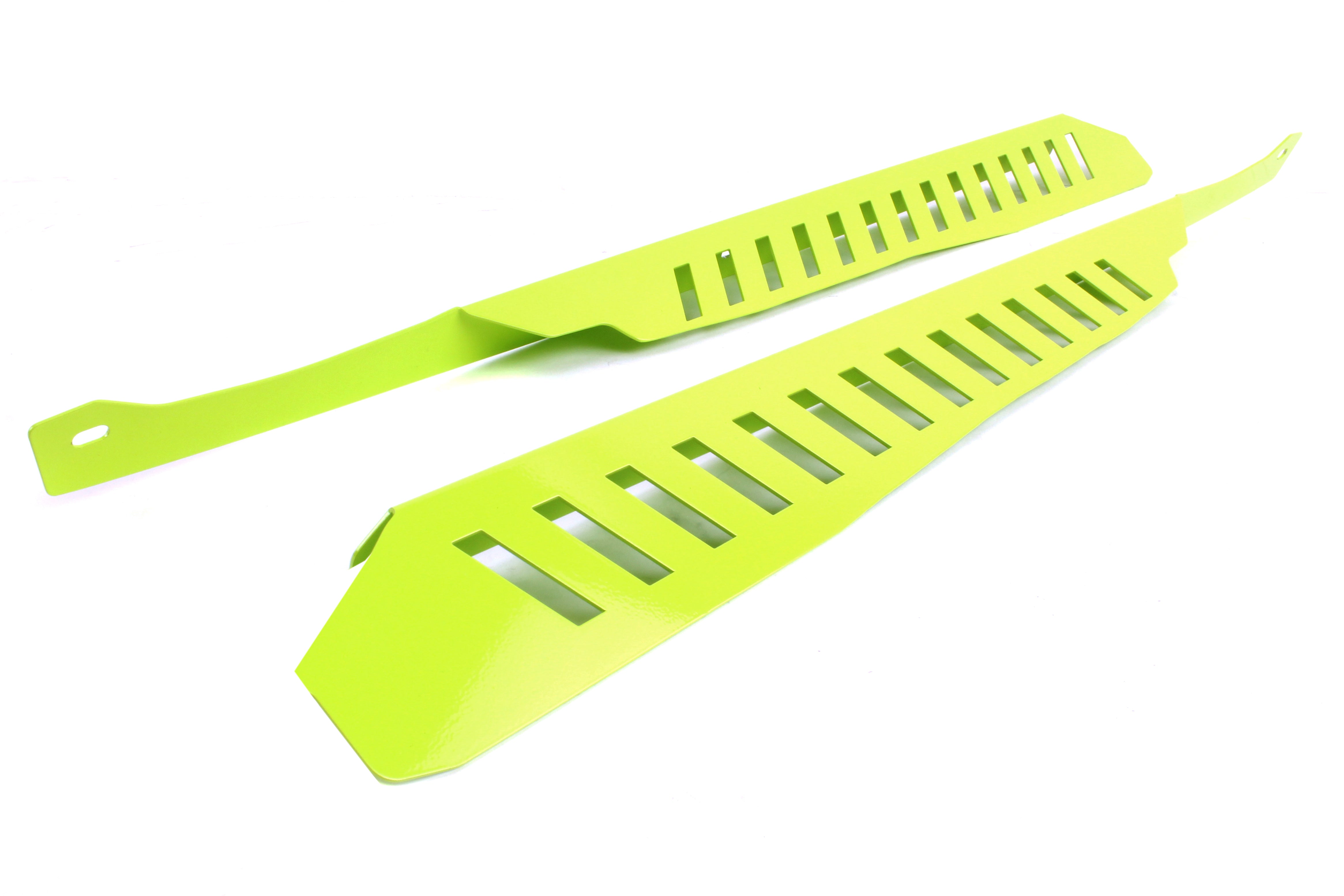 Fender shrouds for 2008-2014 WRX/STI and Impreza in vibrant green, designed for enhanced performance and style.