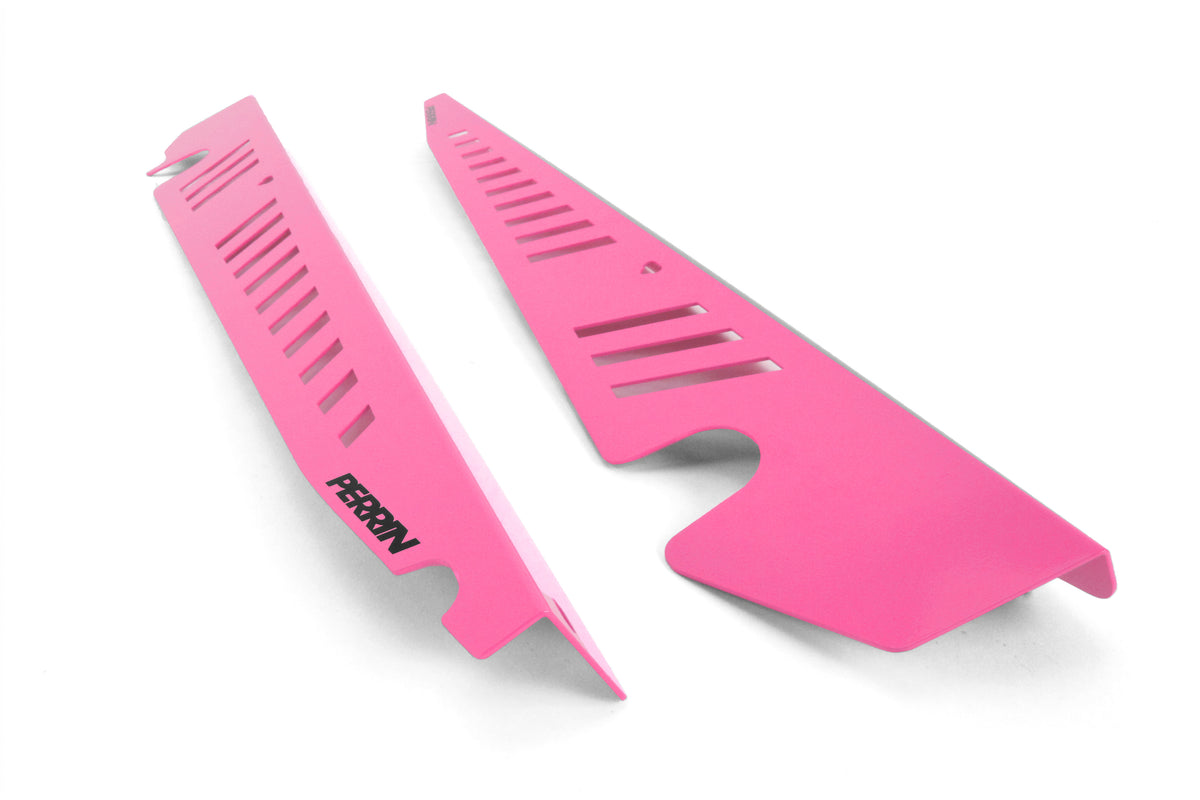 Fender shrouds for 2015-2021 WRX/STI in vibrant pink, designed for enhanced performance and style.
