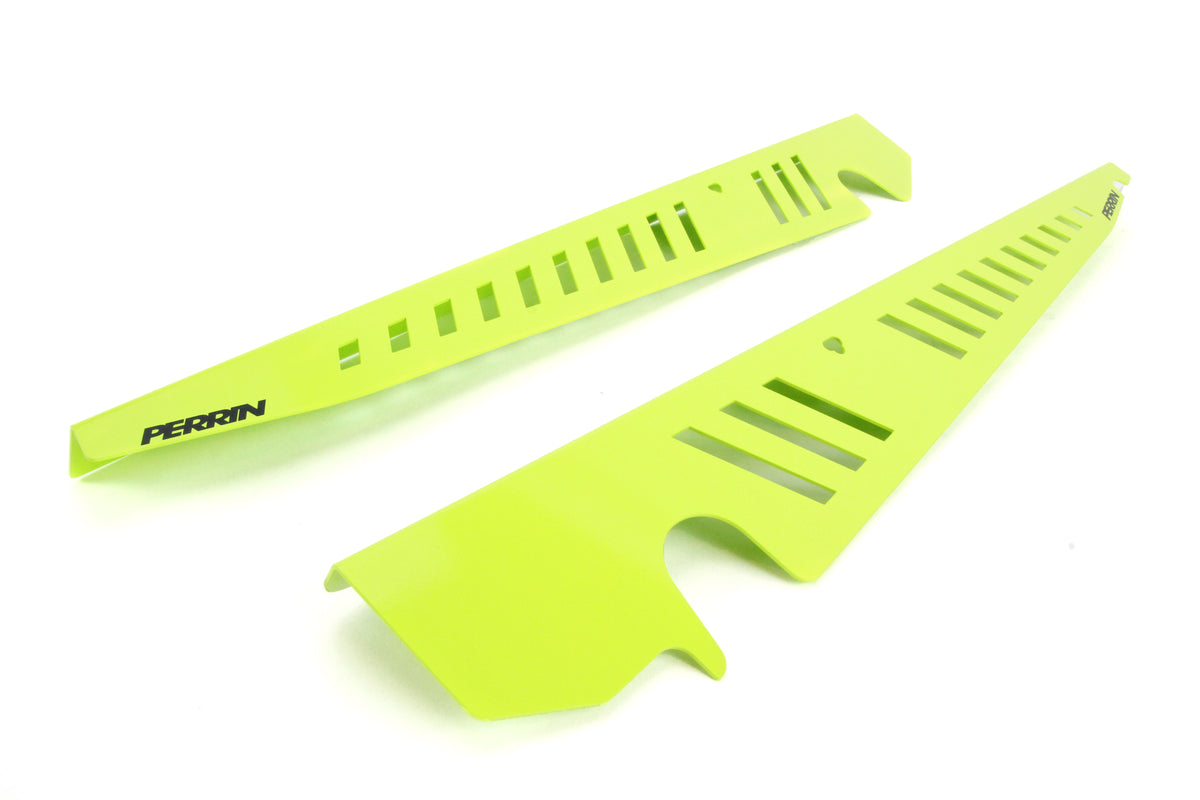 Fender shrouds for 2015-2021 WRX/STI in vibrant green, designed for enhanced performance and style.