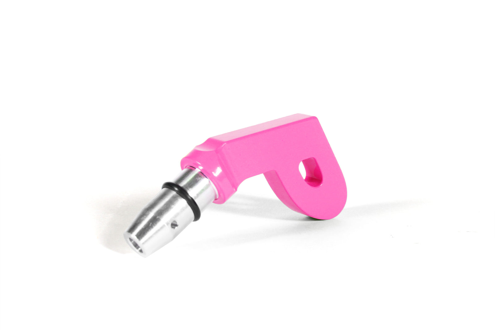 Perrin P Style dipstick handle in vibrant pink, designed for easy access and improved grip in performance vehicles.
