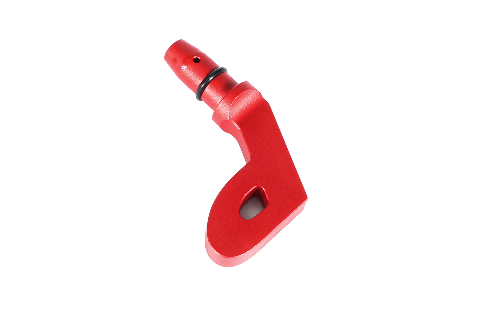 Red P-style dipstick handle designed for performance vehicles, enhancing ease of use and accessibility.