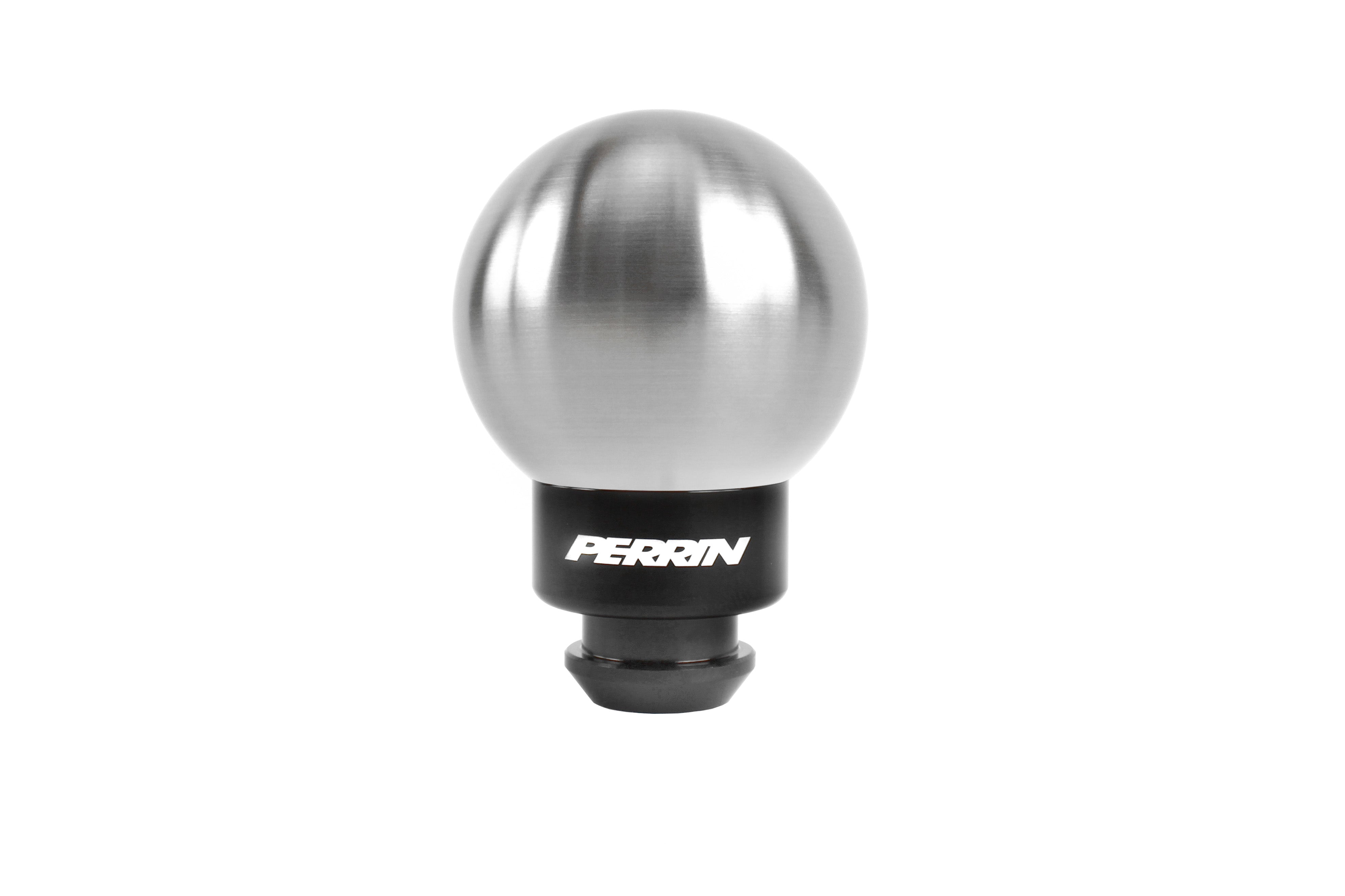 Perrin shift knob for 2002-2014 Subaru models, featuring a sleek metallic design for enhanced driving performance.