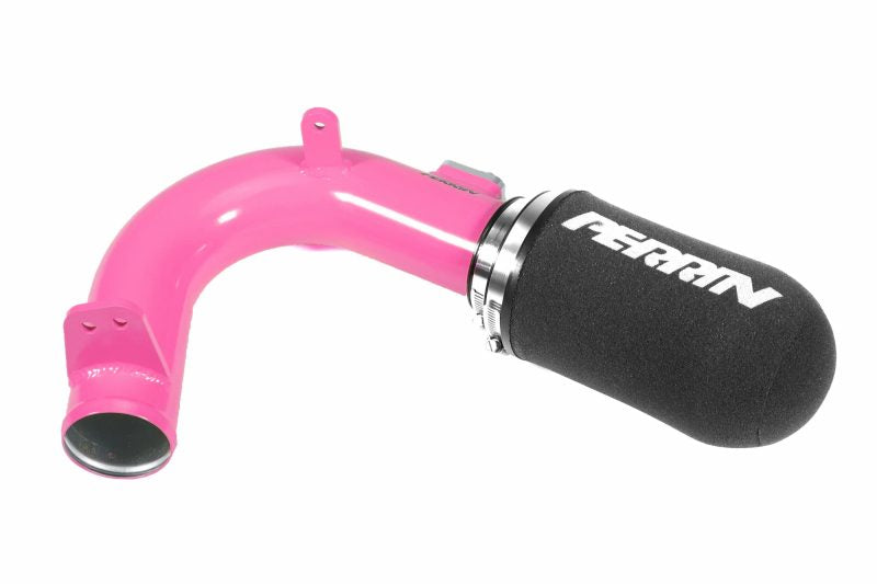 Cold air intake system for 2015-2021 WRX, featuring a pink intake pipe and a black filter with Perrin branding.