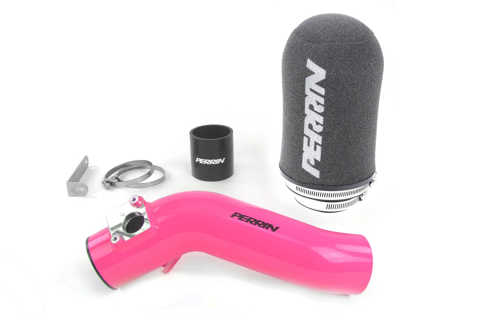 Cold air intake system for 2018-2021 Subaru STI, featuring a pink intake pipe and high-flow air filter.