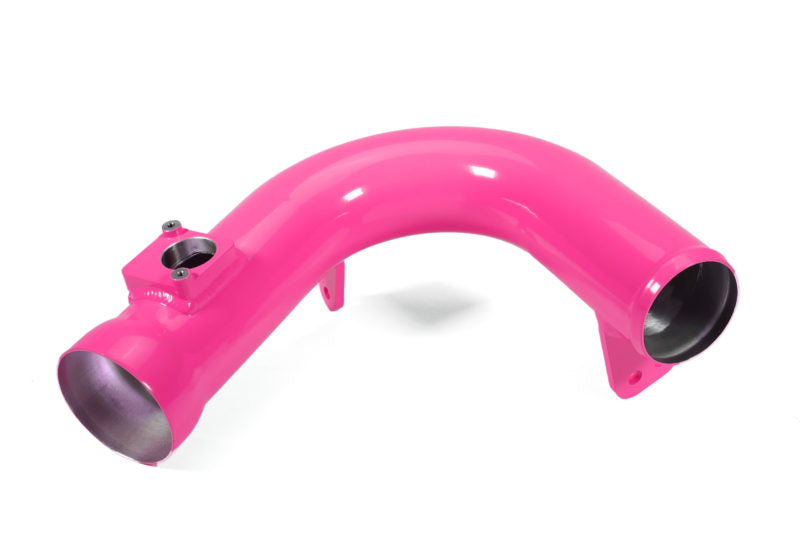 Bright pink cold air intake pipe designed for 2022-2025 Subaru WRX, featuring smooth curves and a polished finish.