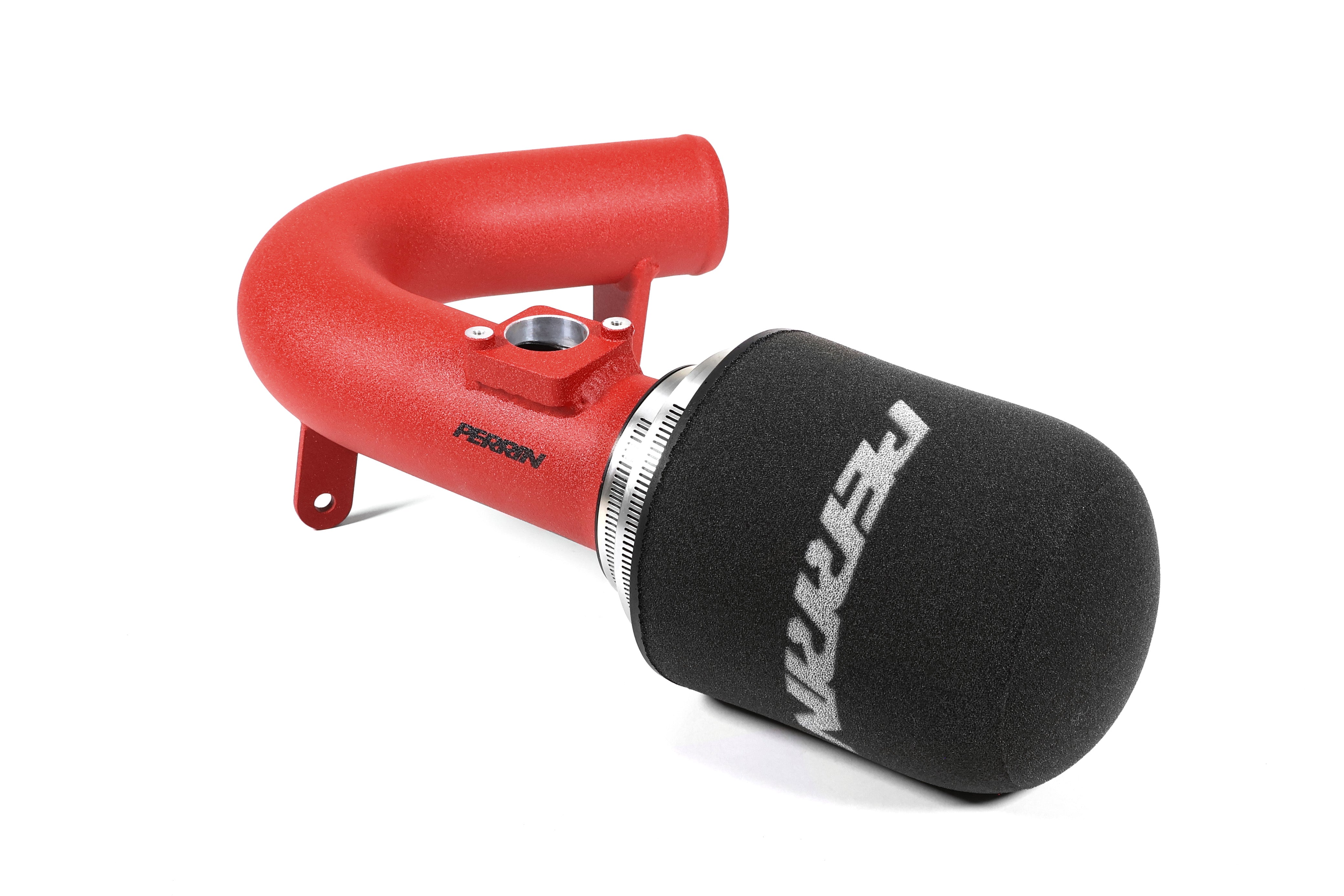 PERRIN red intake tube for WRX - CNC mandrel bent aluminum with powder coat finish.