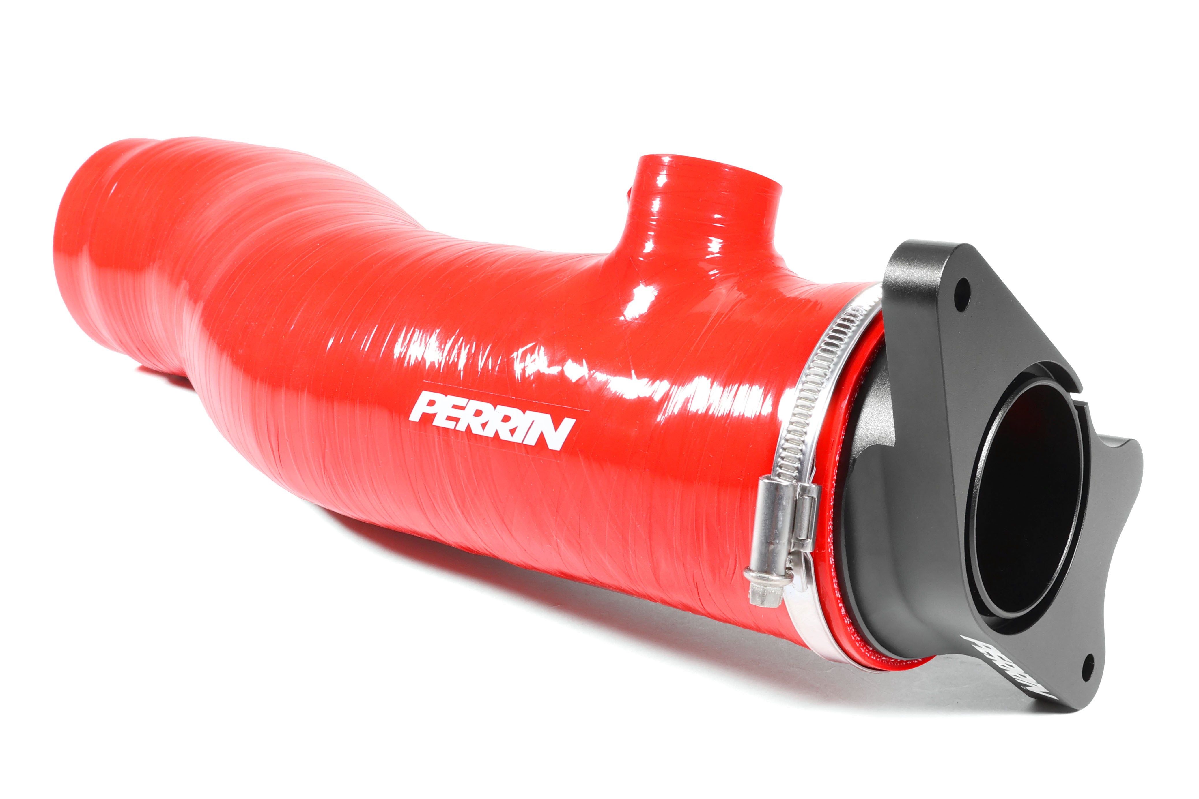 Turbo inlet hose for 2022-2024 WRX, Outback XT, Wilderness, Legacy XT, and Ascent by Perrin, featuring a vibrant red design.