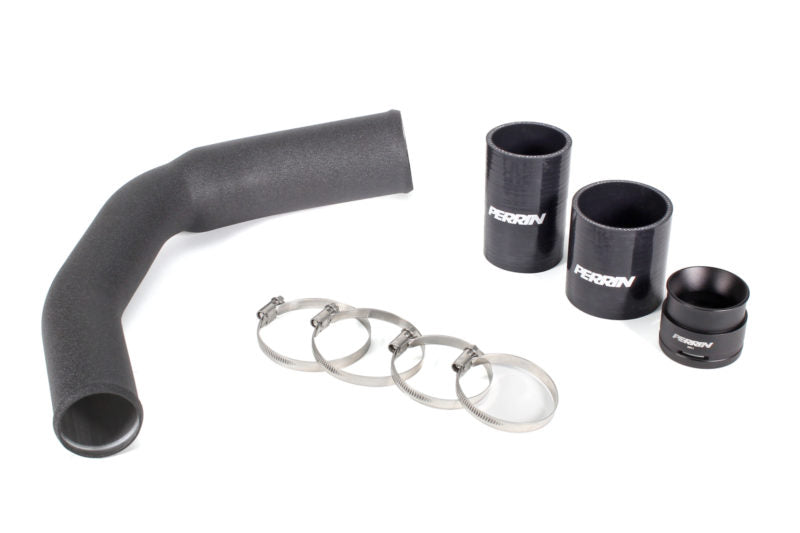 Charge pipe kit for Subaru Outback XT and Wilderness, featuring a curved pipe, silicone couplers, and clamps.