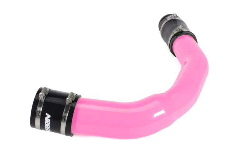 Pink charge pipe for Subaru Outback XT and Wilderness, featuring durable clamps for secure installation.