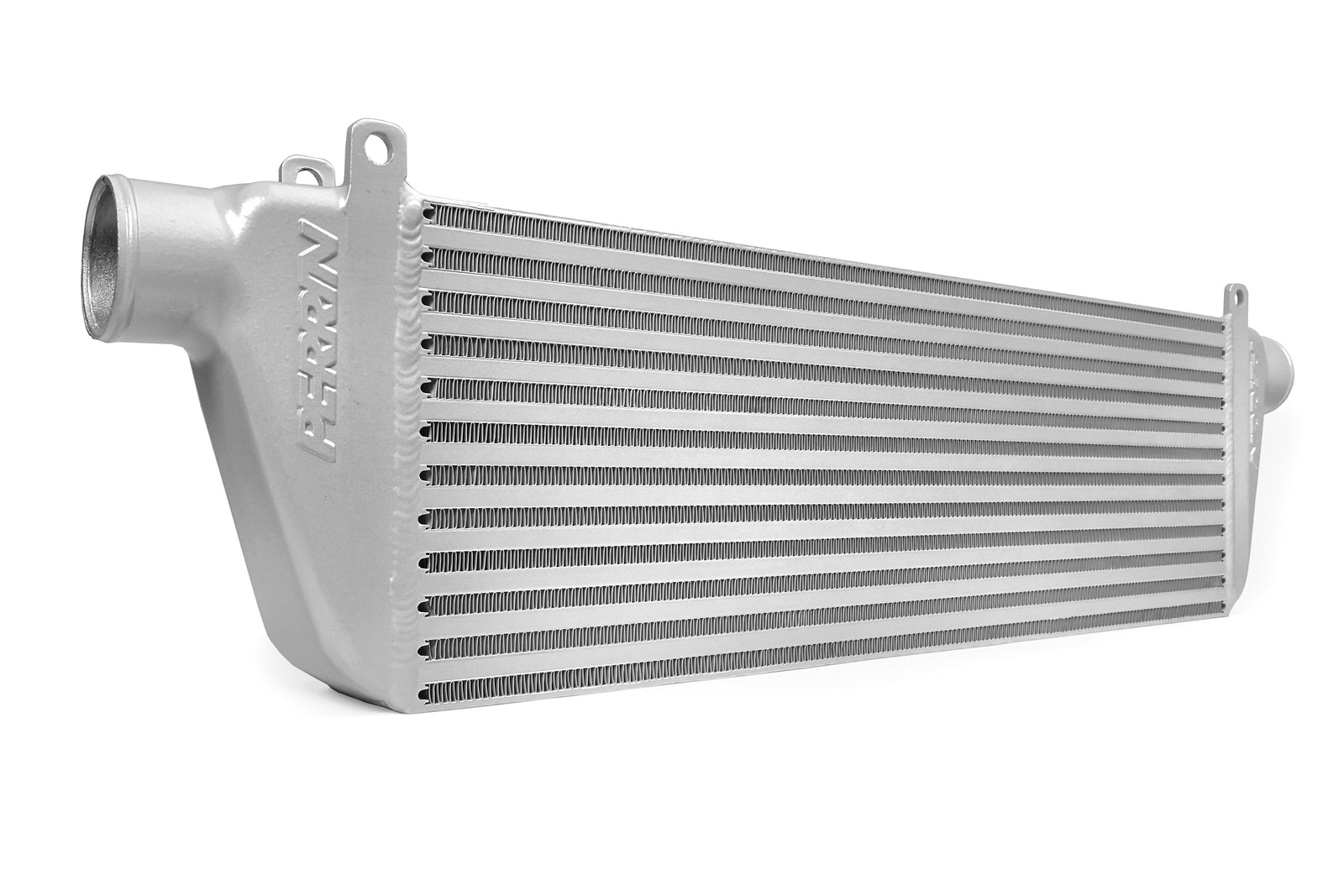 PERRIN standard size intercooler core with silver finish for Subaru WRX/STI, designed for enhanced performance and cooling efficiency.