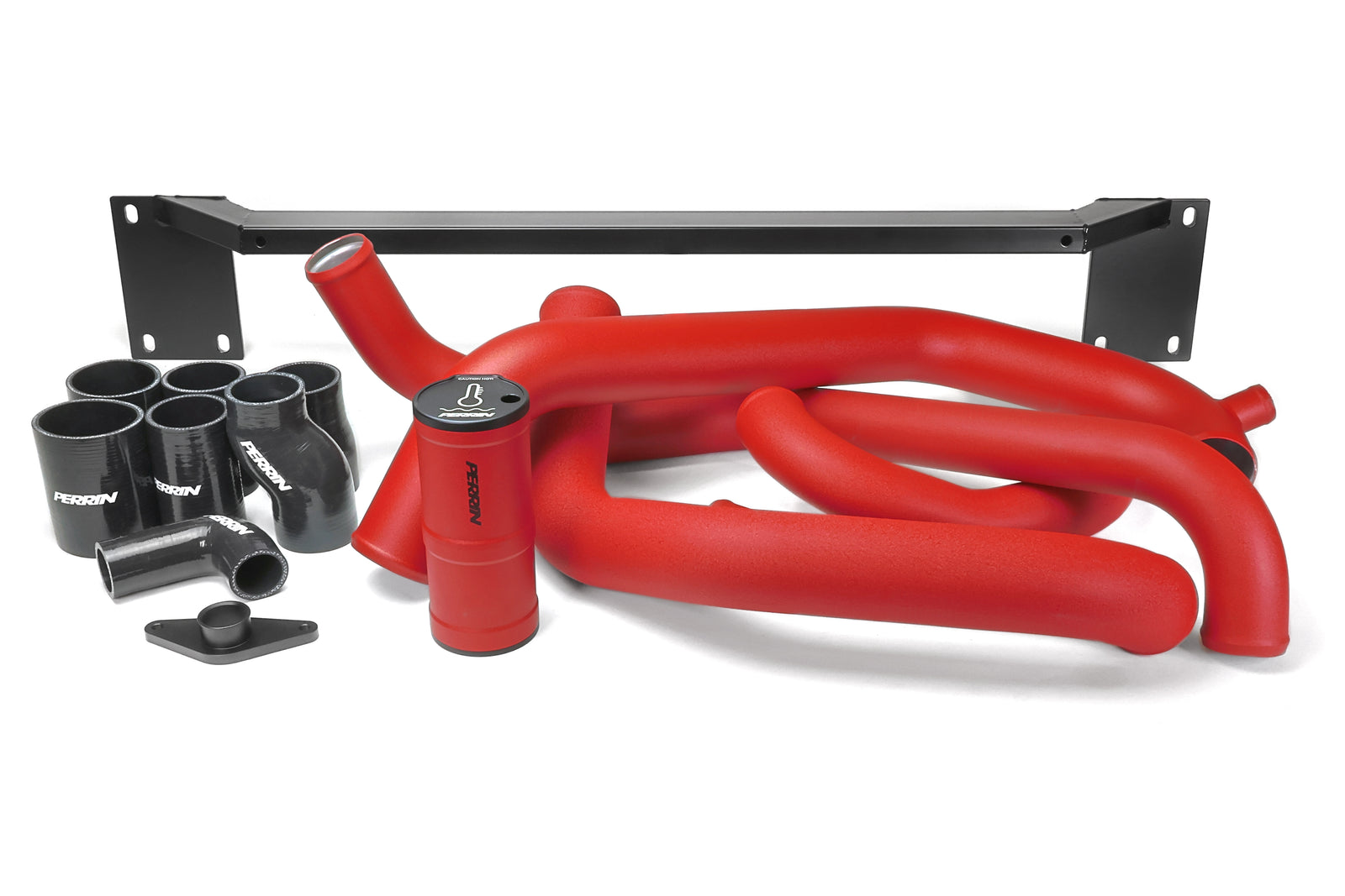 PERRIN Front Mount Intercooler Kit with red piping for 2008-2014 STI.