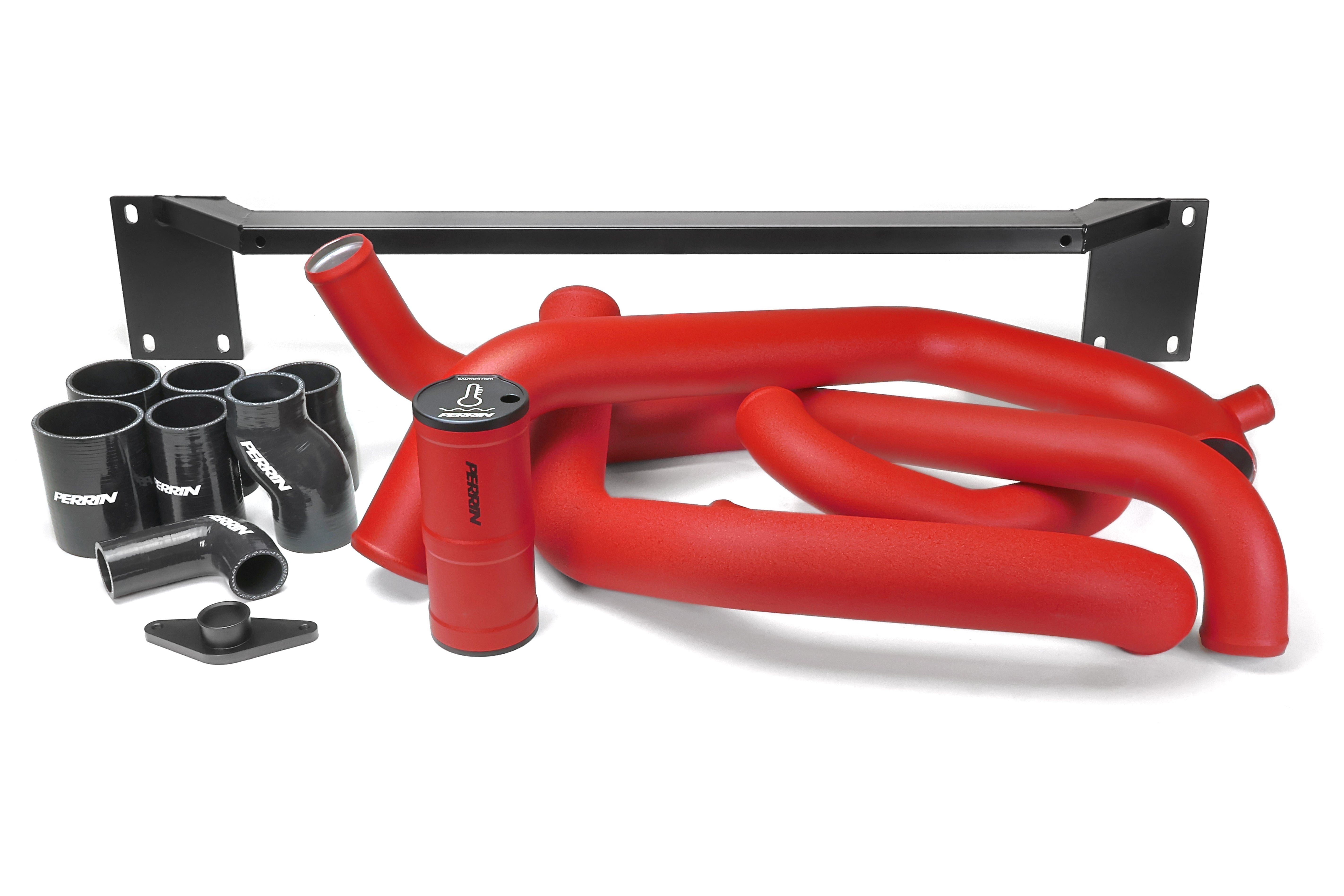 PERRIN Front Mount Intercooler Kit with red piping for 2008-2014 STI.