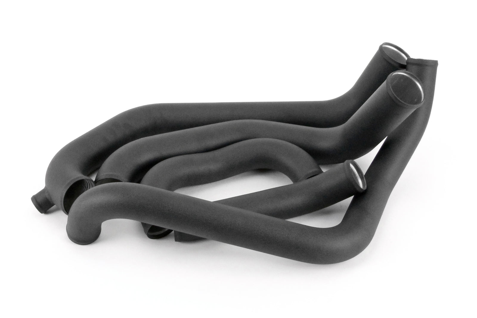 Front mount intercooler kit hoses for 2008-2014 WRX, featuring durable black silicone construction and smooth bends.