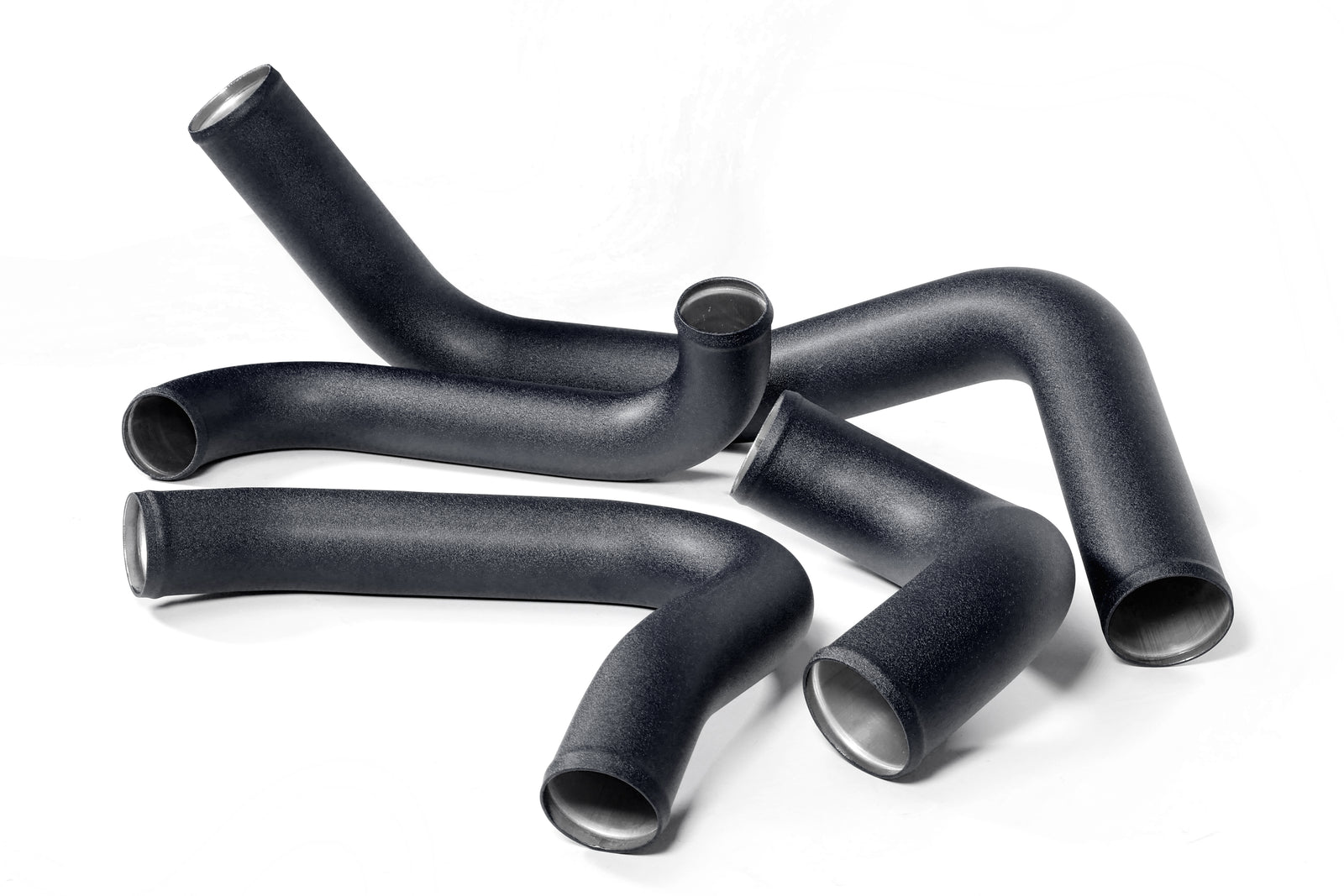 Intercooler boost tube kit for 2022-2025 WRX featuring durable black silicone hoses for enhanced performance.