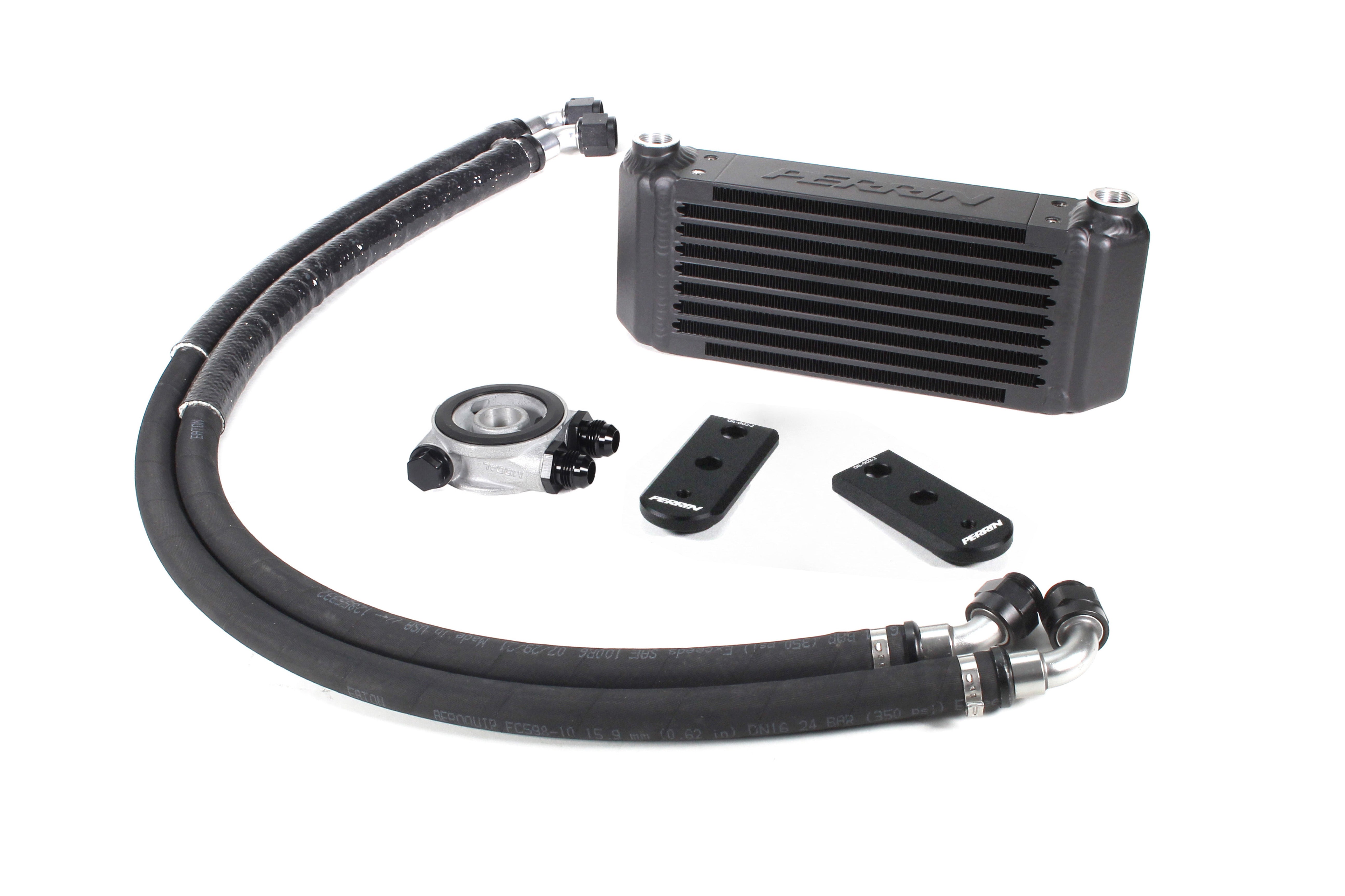 Oil cooler full kit for 2022-2025 BRZ and GR86, featuring hoses, fittings, and mounting components for enhanced performance.