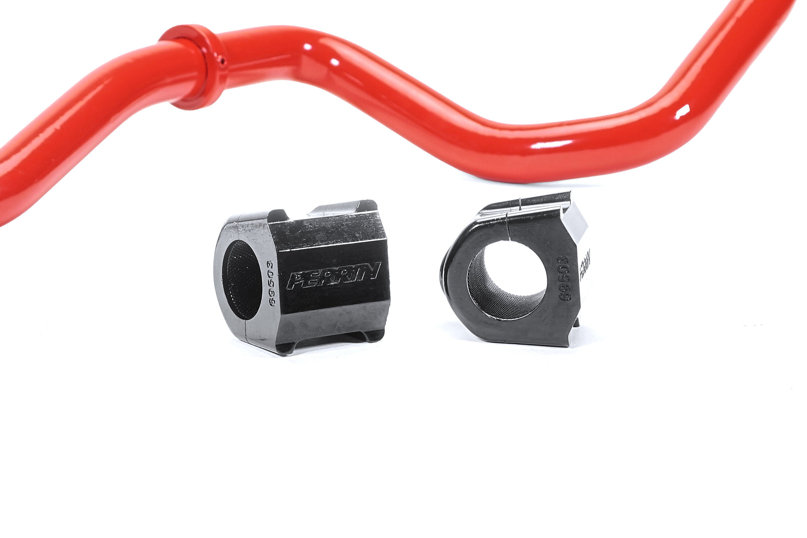Front swaybar for 2022-2025 WRX, featuring a red swaybar and black bushings for enhanced performance and handling.