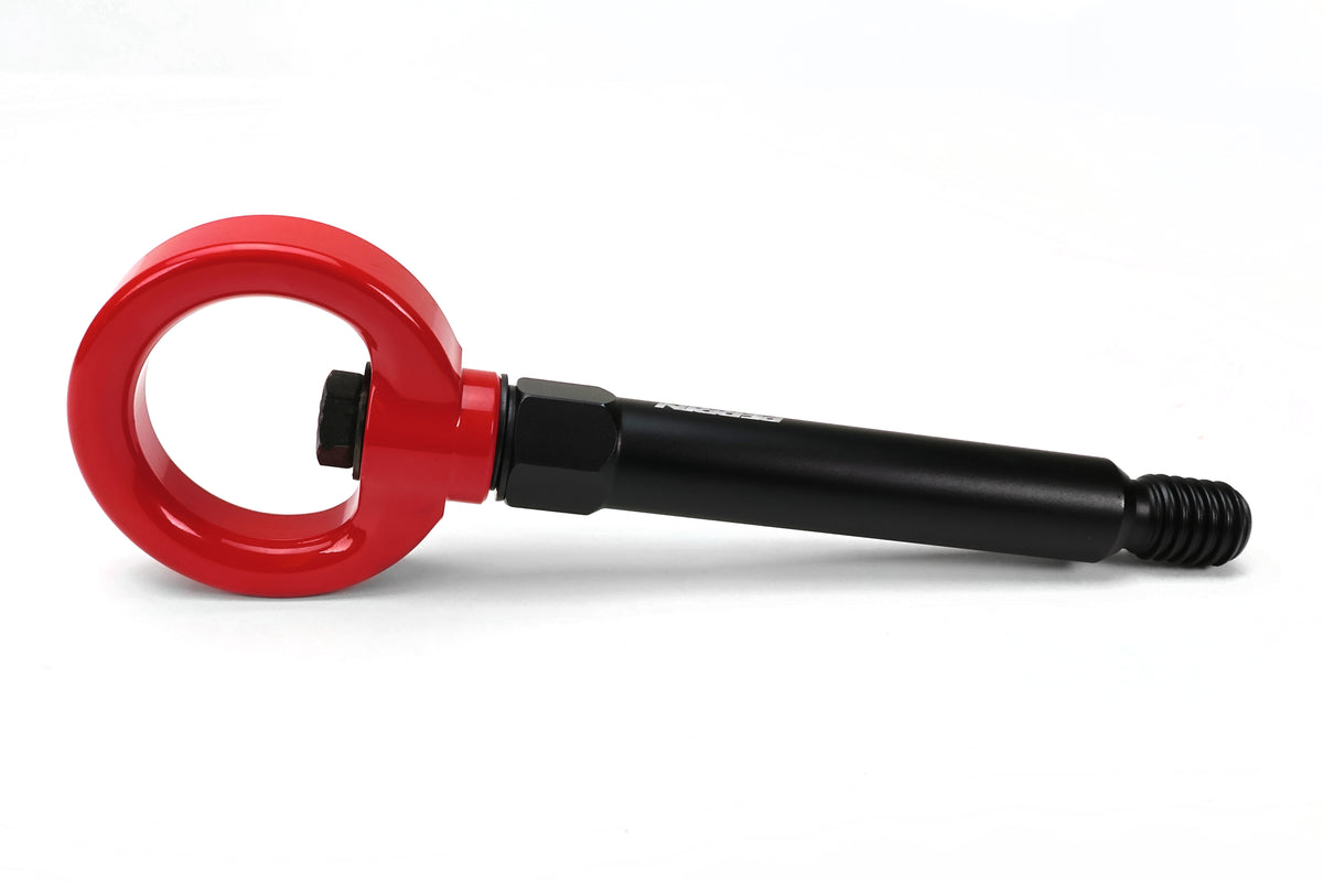 Detail shot of PERRIN rear tow hook mounting hardware and components for 2023-2026 GR Corolla.