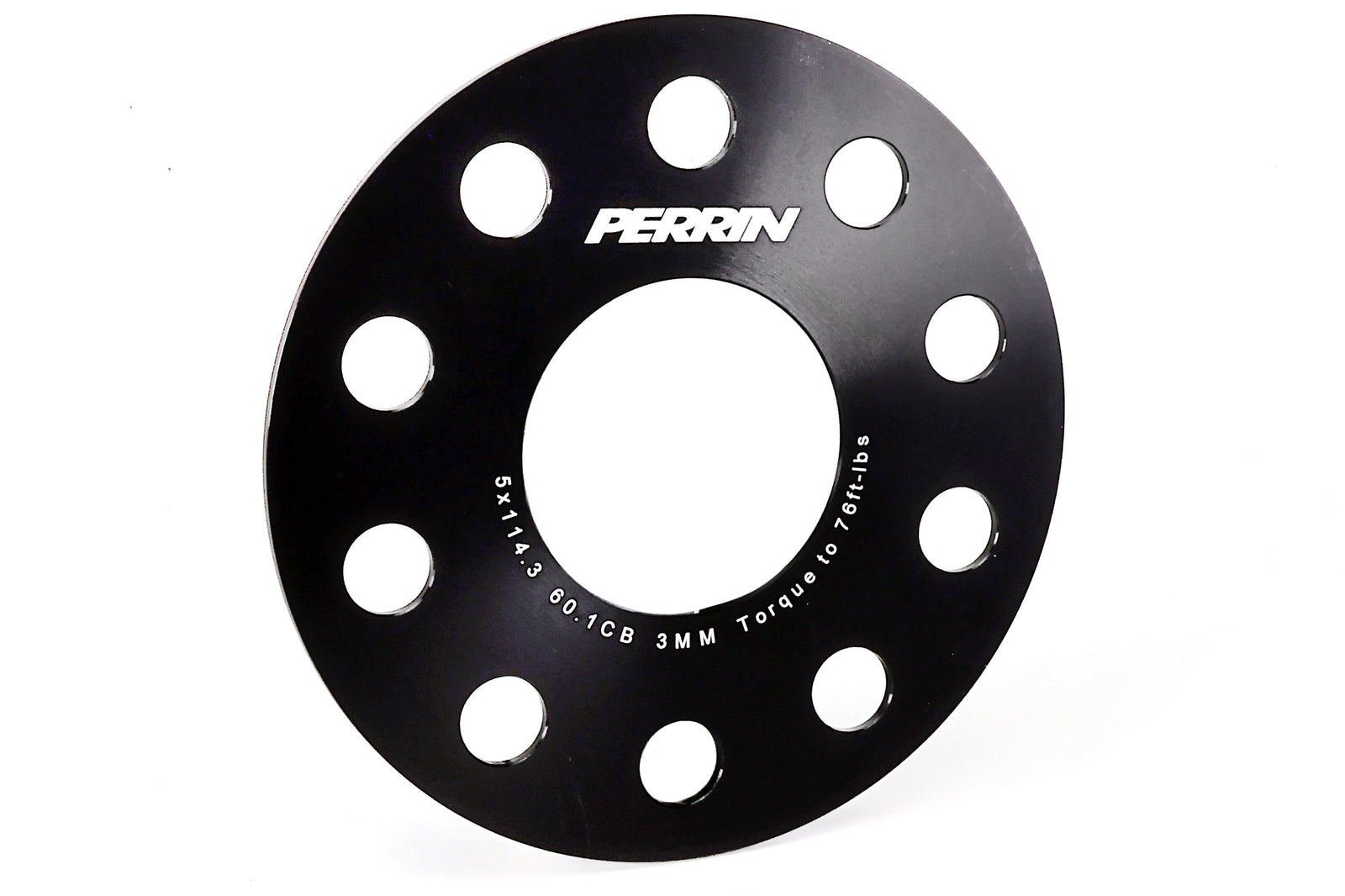 PERRIN GR Corolla 3mm wheel spacer close-up showing 5x114.3 bolt pattern and hub bore.