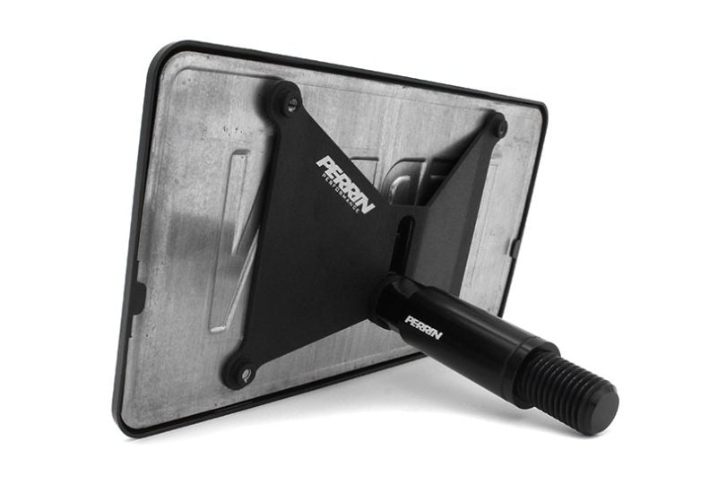 License plate relocation kit for GT-R, featuring a sturdy black mount and adjustable bracket for optimal positioning.