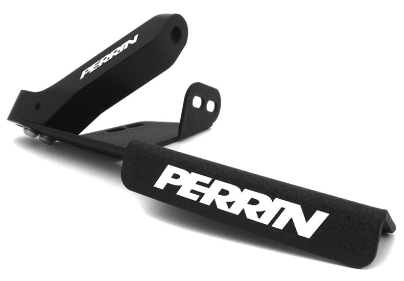 Master cylinder brace for 2008-2014 WRX/STI, featuring a durable design with a black finish and Perrin branding.