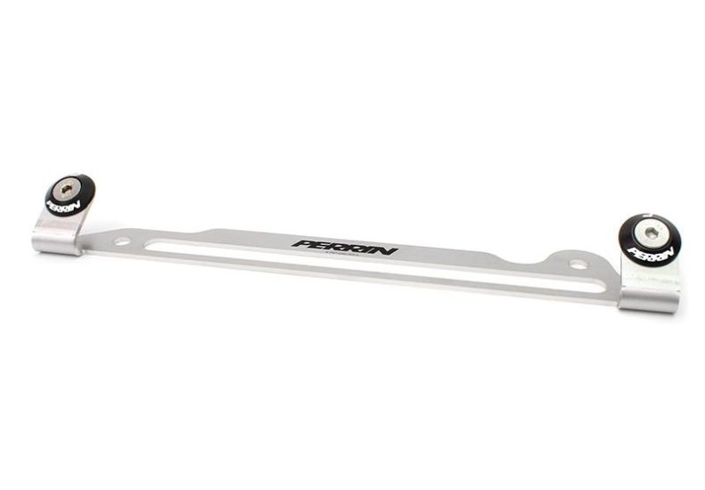 Perrin Engine Cover Lockdown, featuring a sleek silver design with rubber ends for secure engine cover attachment.