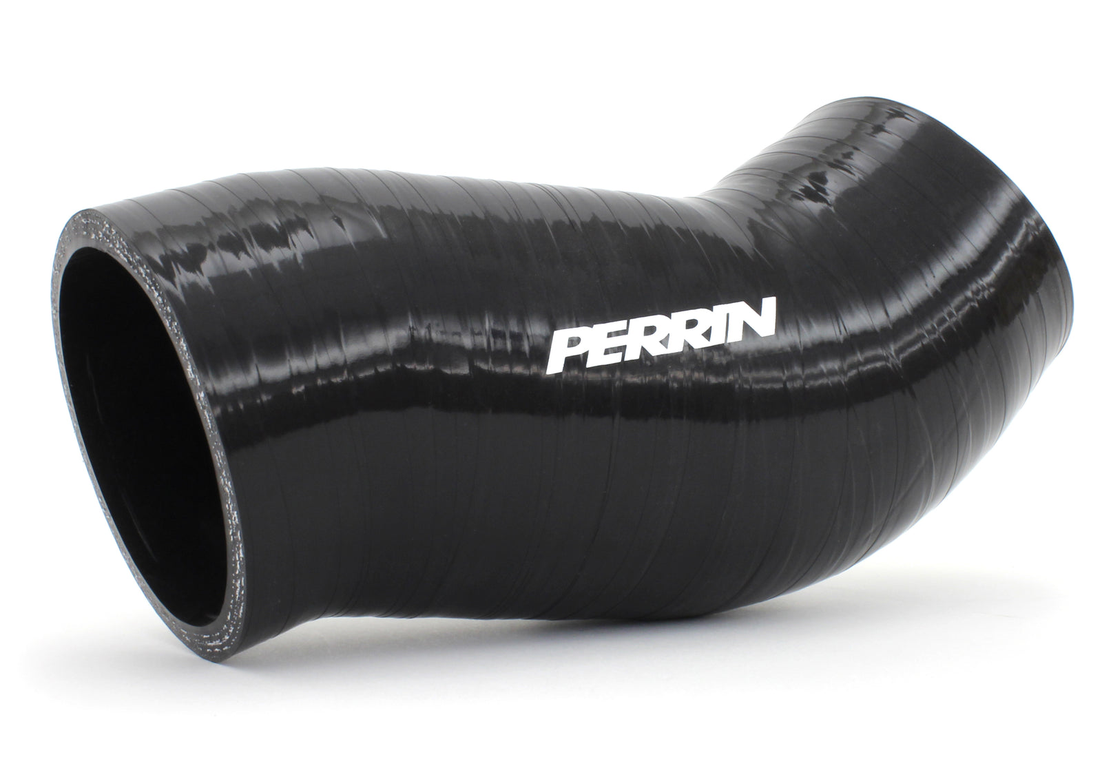 Afta-MAF intake tube for 2002-2007 WRX/STI, featuring a durable black design and Perrin branding for enhanced airflow.