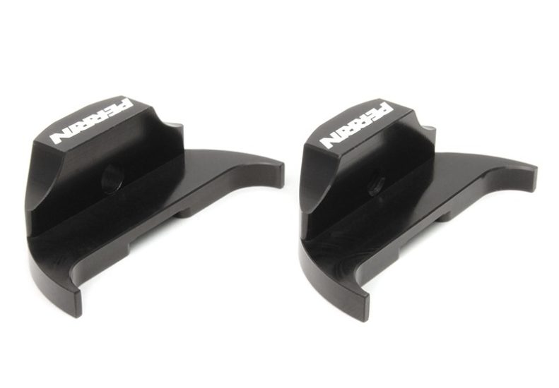 PERRIN steering dampener lockdown showing precision CNC-machined aluminum construction and mounting points.