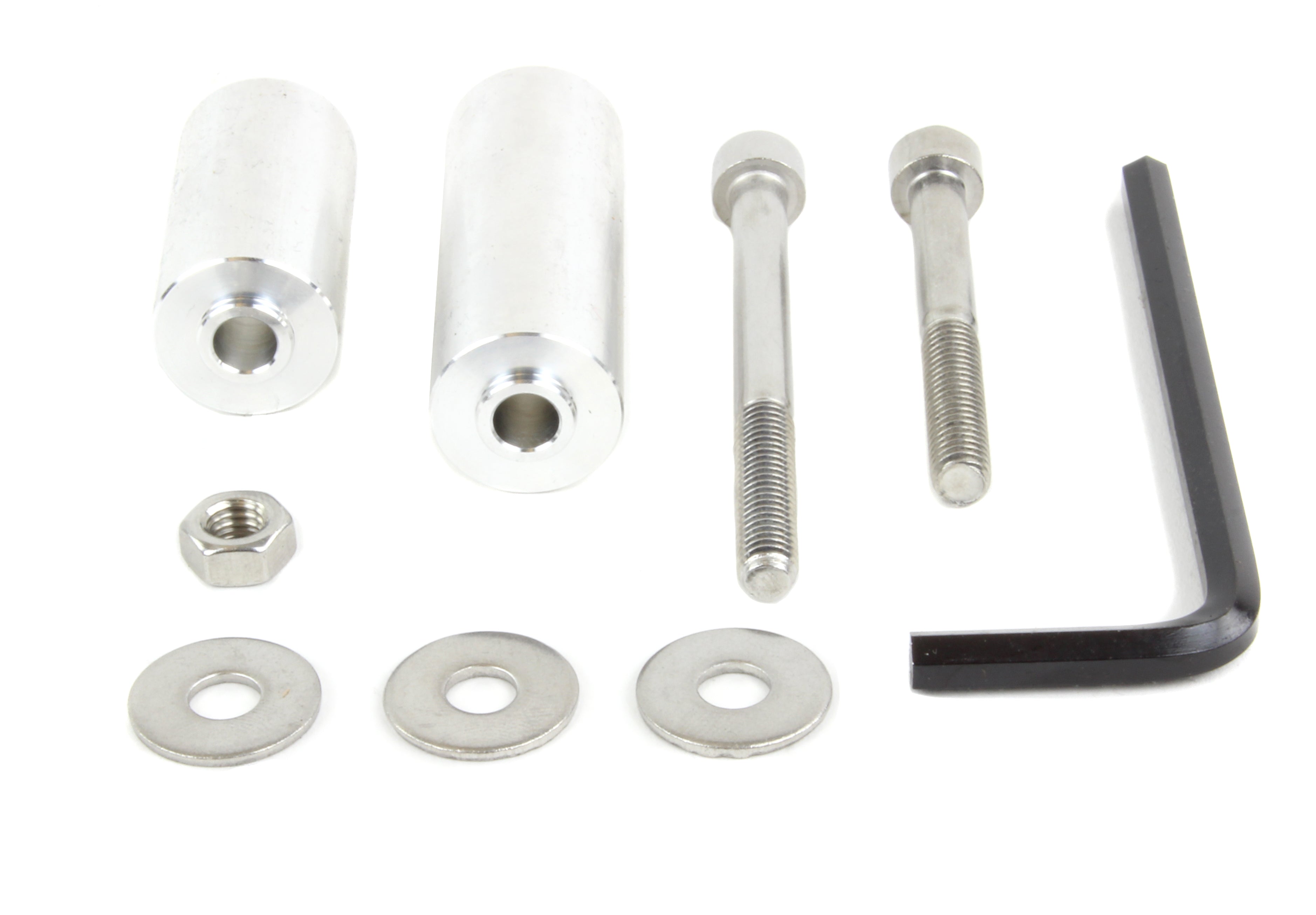 Pulley cover install kit for 2002-2014 WRX/STI, including bolts, washers, and an Allen wrench for easy installation.