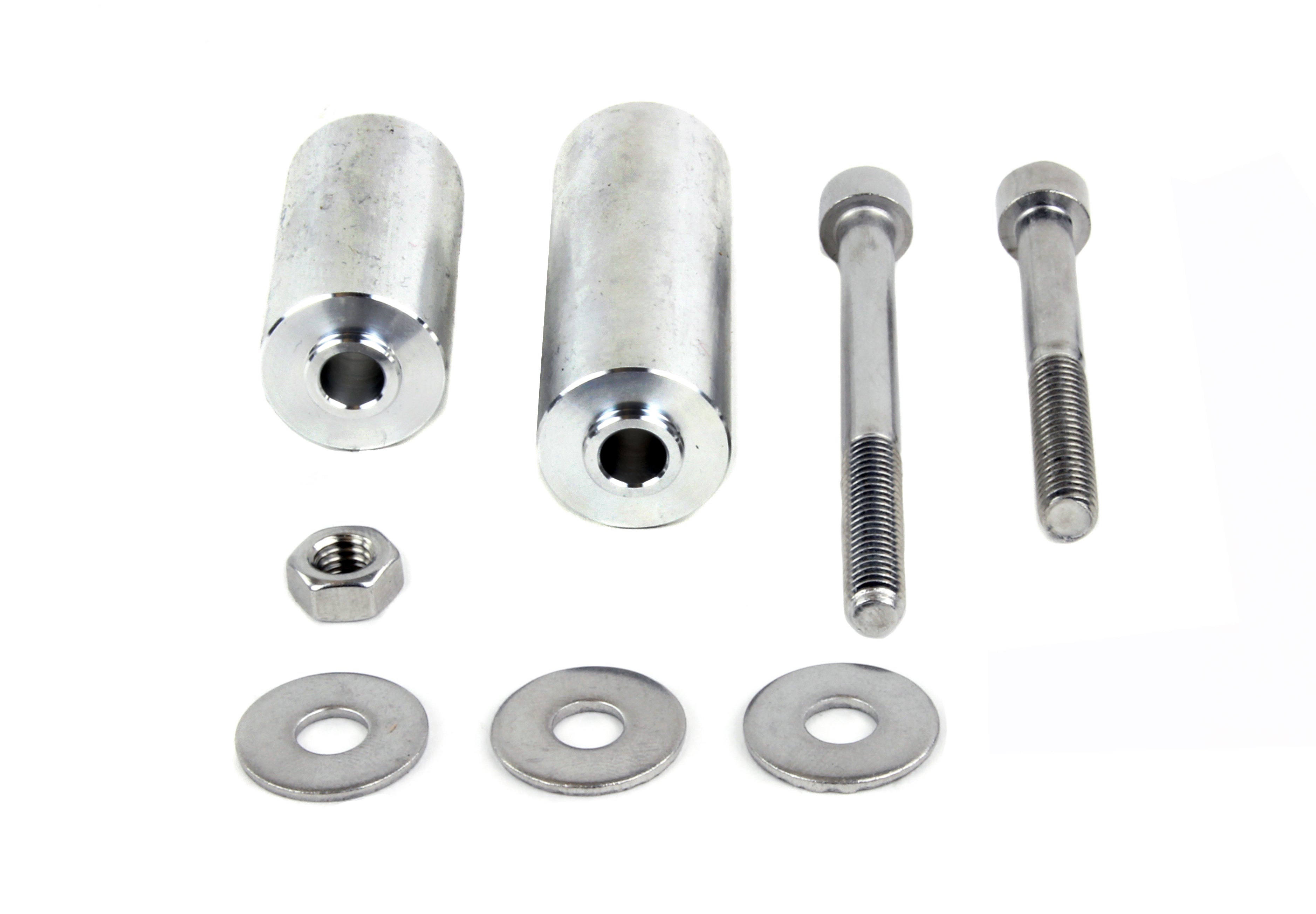 Pulley cover install kit for 2002-2014 WRX/STI, including bolts, washers, and an Allen wrench for easy installation.