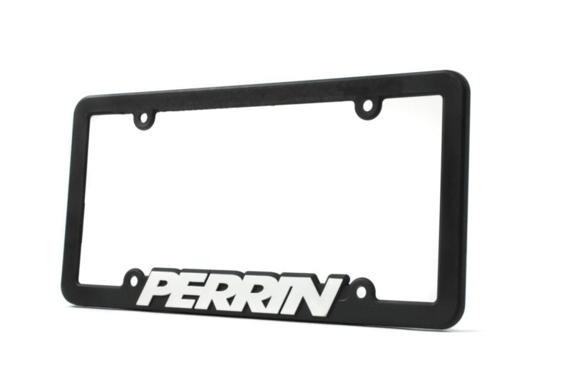 Black license plate frame featuring the word "PERRIN" in bold white letters at the bottom.