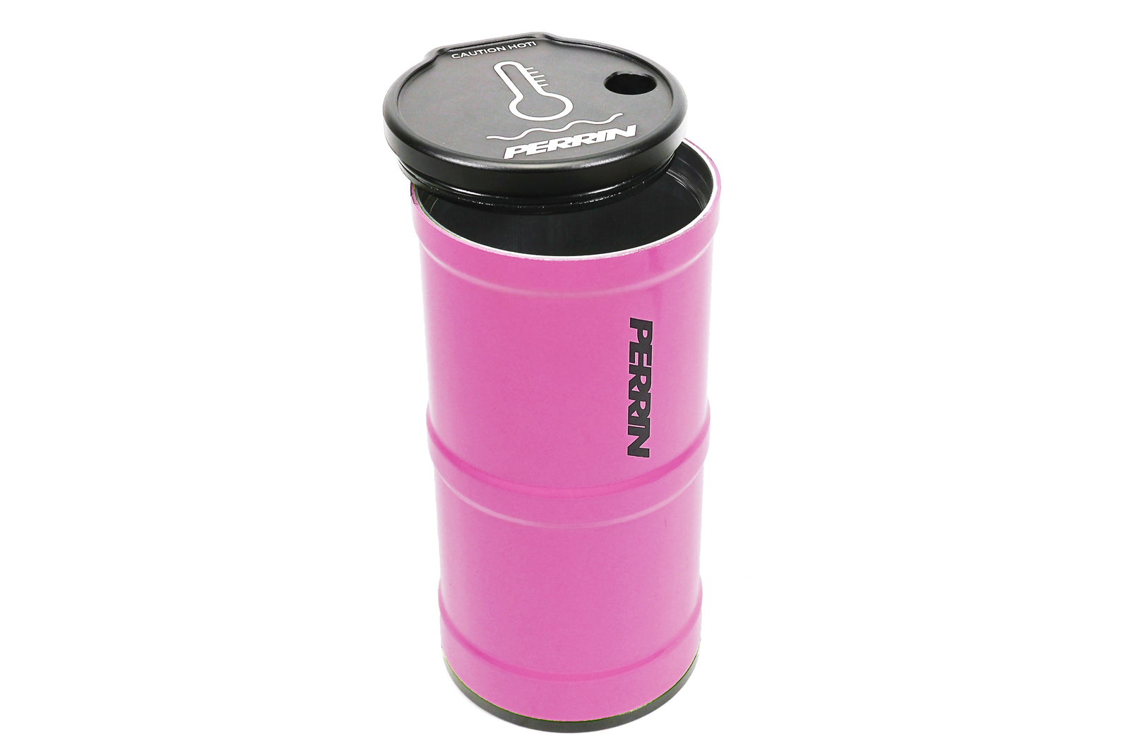 PERRIN pink coolant overflow tank designed for enhanced performance in Subaru, Honda, Nissan, and Toyota vehicles.