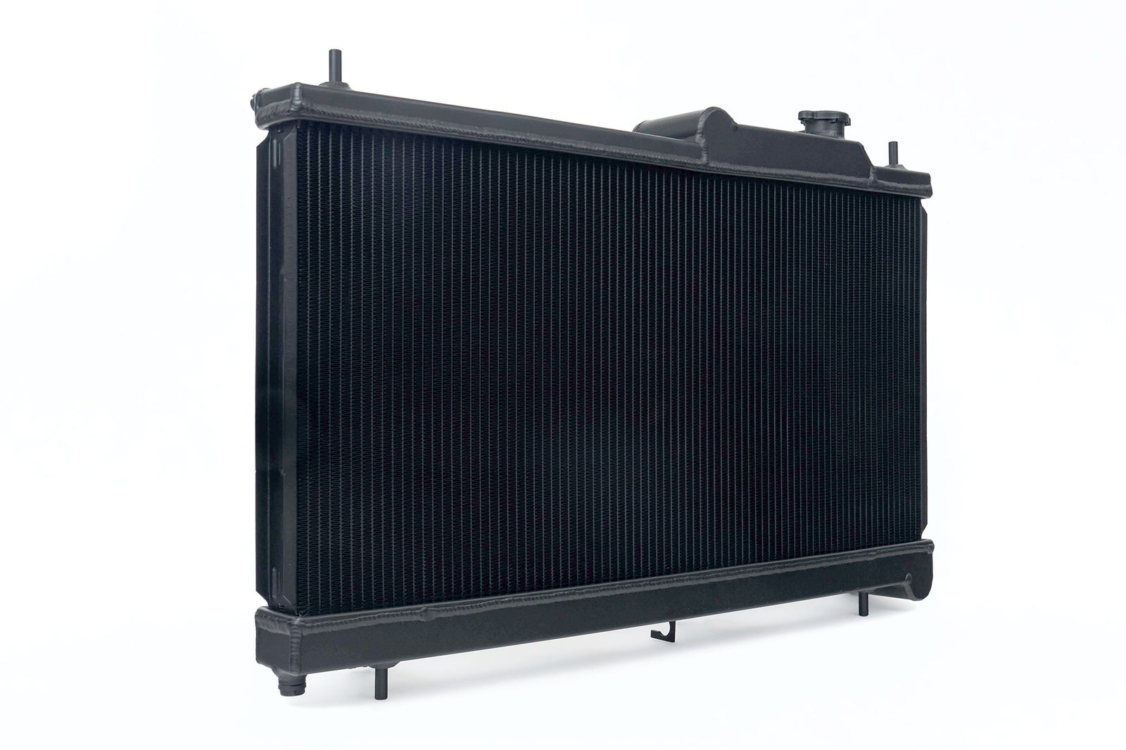 High performance aluminum 2 row radiator for 2008-2021 Subaru WRX and STI, designed for optimal cooling efficiency.