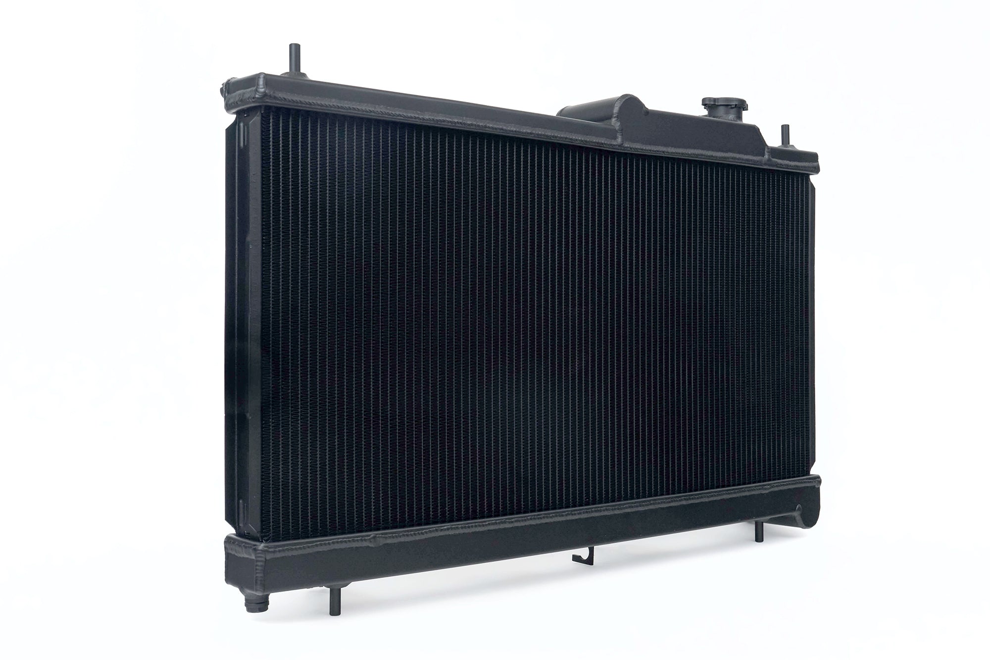 High performance aluminum 2 row radiator for 2008-2021 Subaru WRX and STI, designed for optimal cooling efficiency.