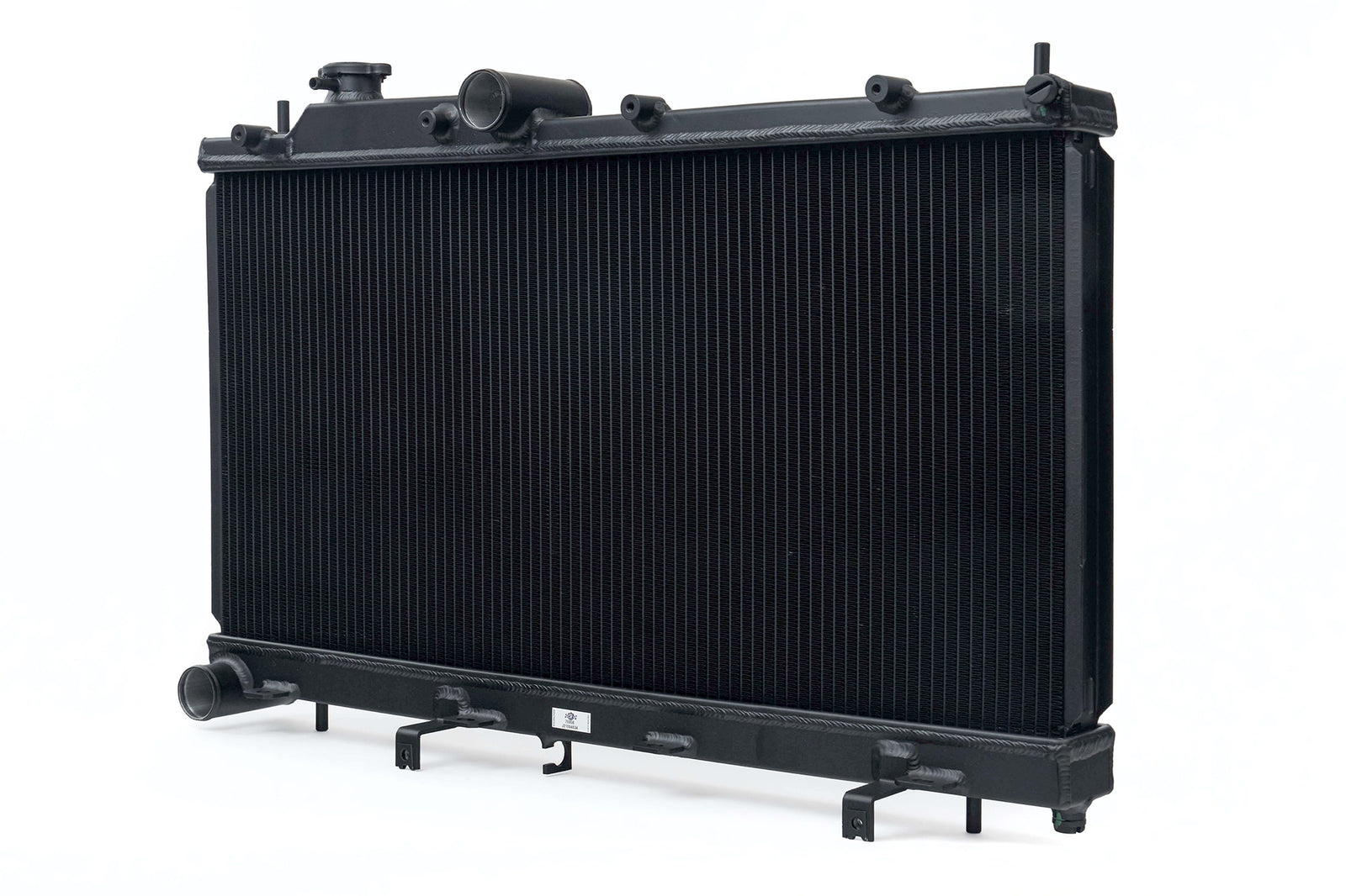 High performance aluminum 2 row radiator for 2008-2021 Subaru WRX and STI, designed for optimal cooling efficiency.