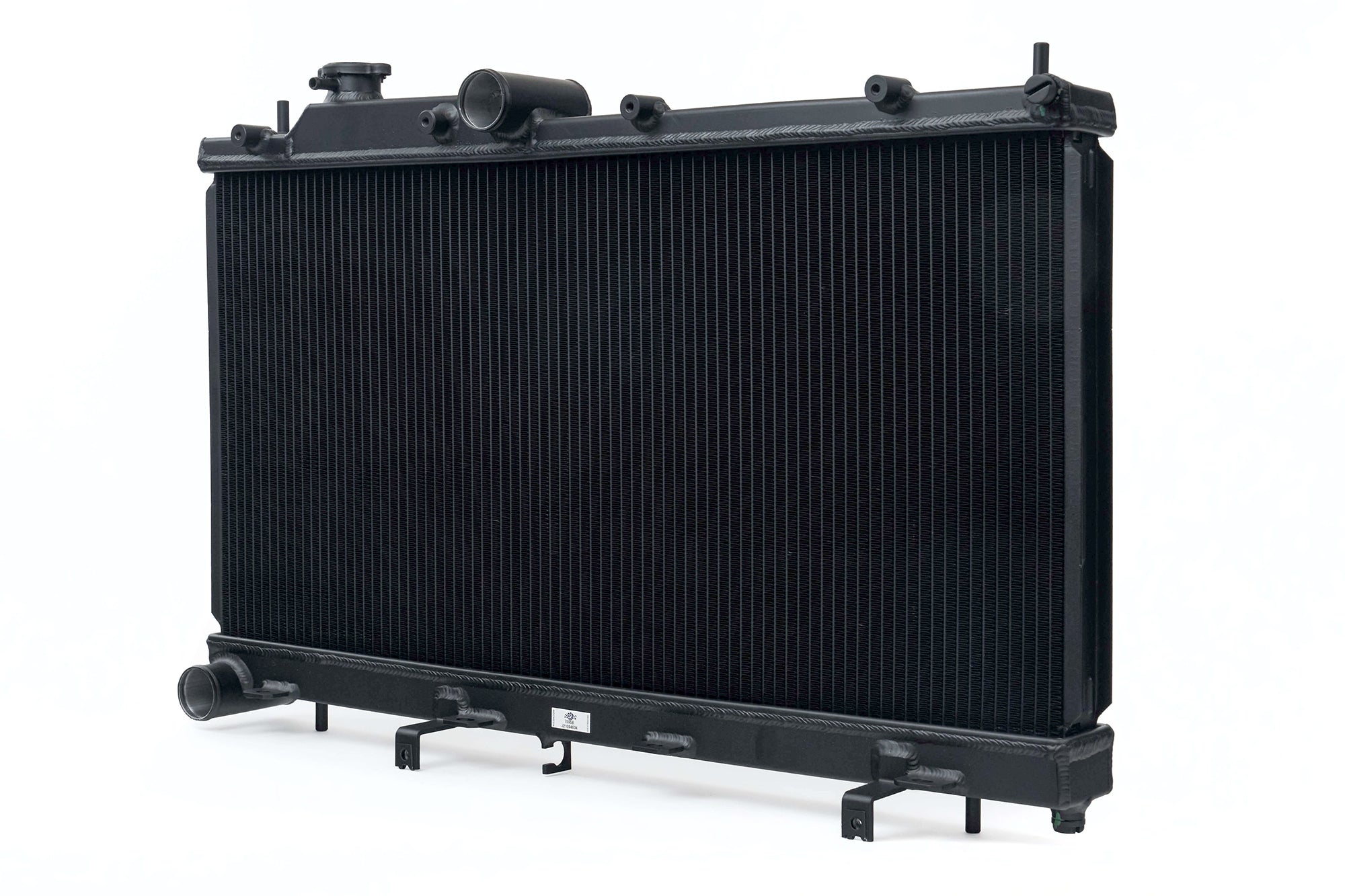 High performance aluminum 2 row radiator for 2008-2021 Subaru WRX and STI, designed for optimal cooling efficiency.